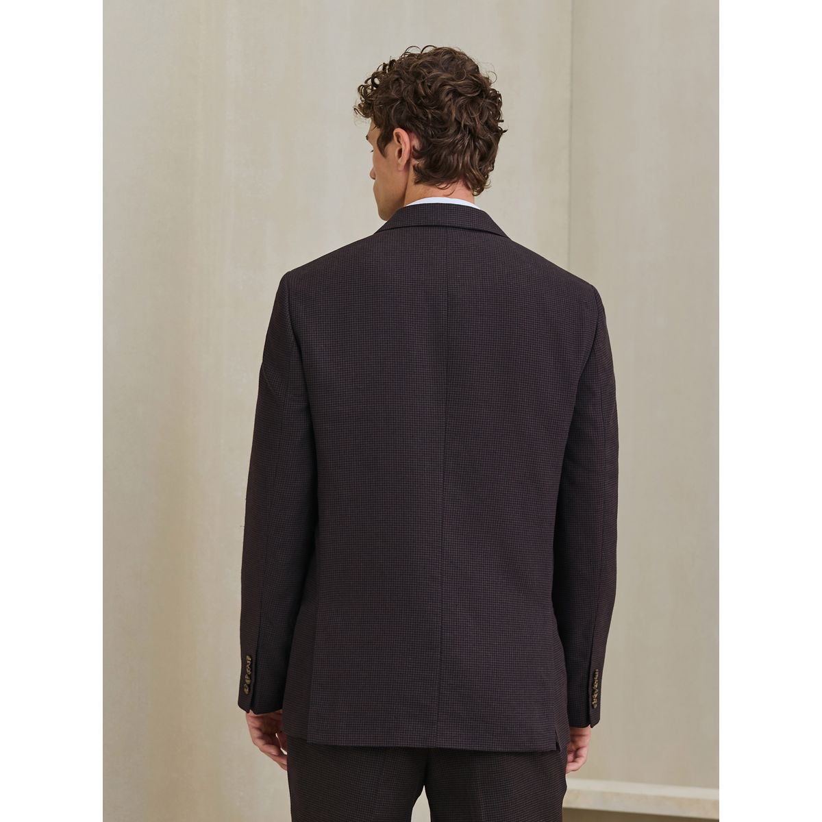 Veste de costume standard laine pied-de-poule marron, NEXT