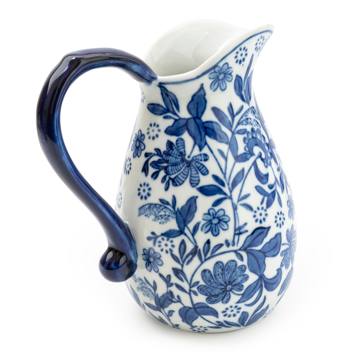 9" Sumatra Blue & White Large Ceramic Jug blue, SO'HOME