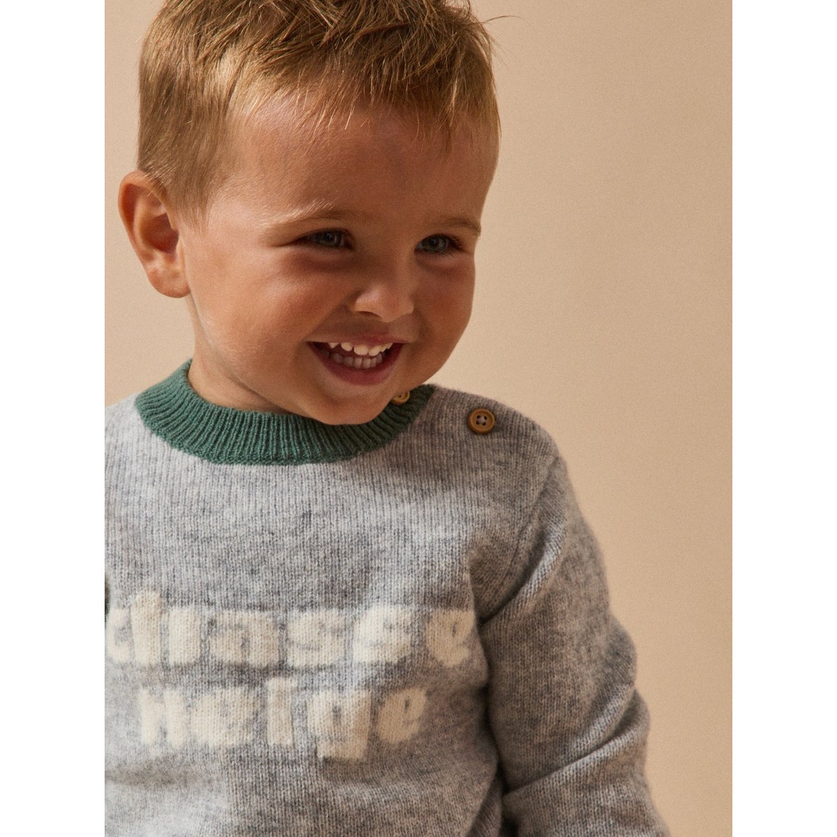 Pull ours  en laine gris chine, CYRILLUS