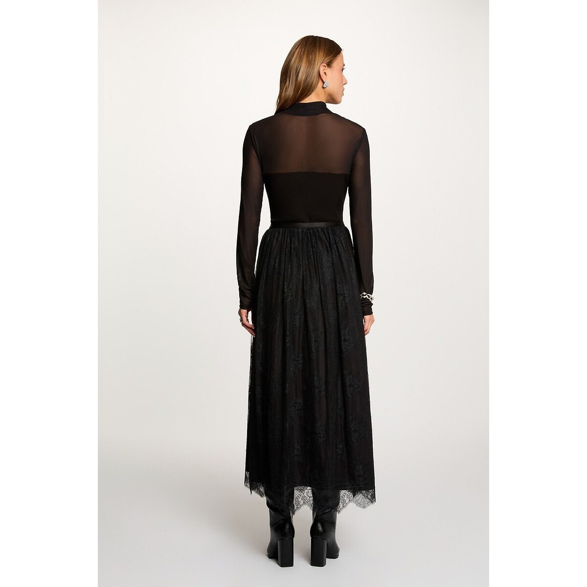 T-shirt col montant, manches longues noir, MORGAN