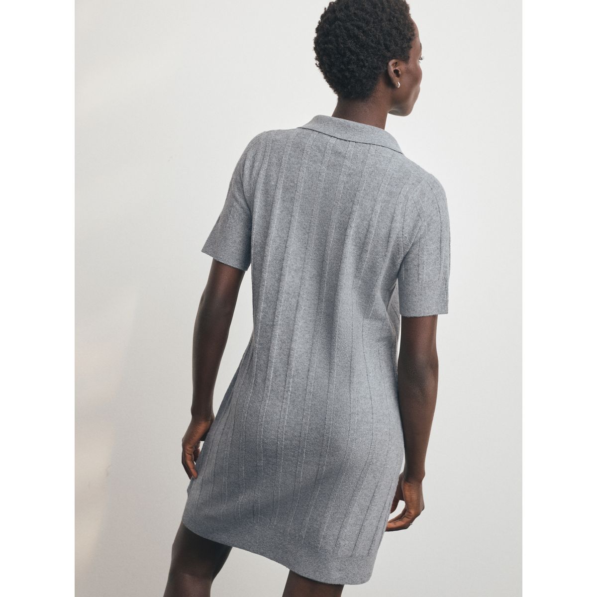 Robe polo courte ultra-douce manches courtes gris, NEXT