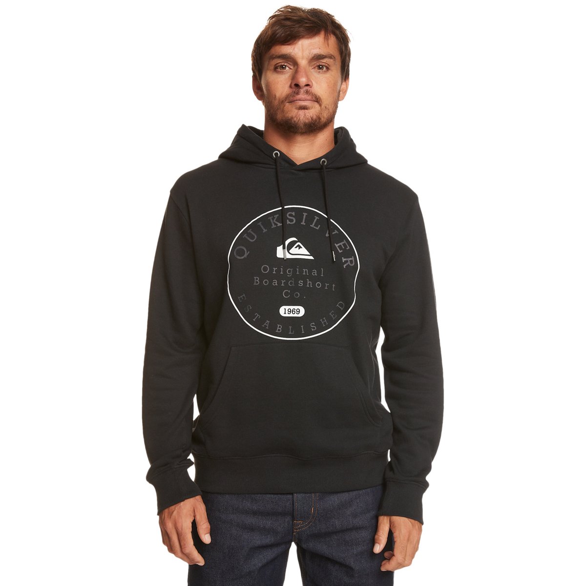 Sweat à capuche CIRCLE TRIM noir black, QUIKSILVER