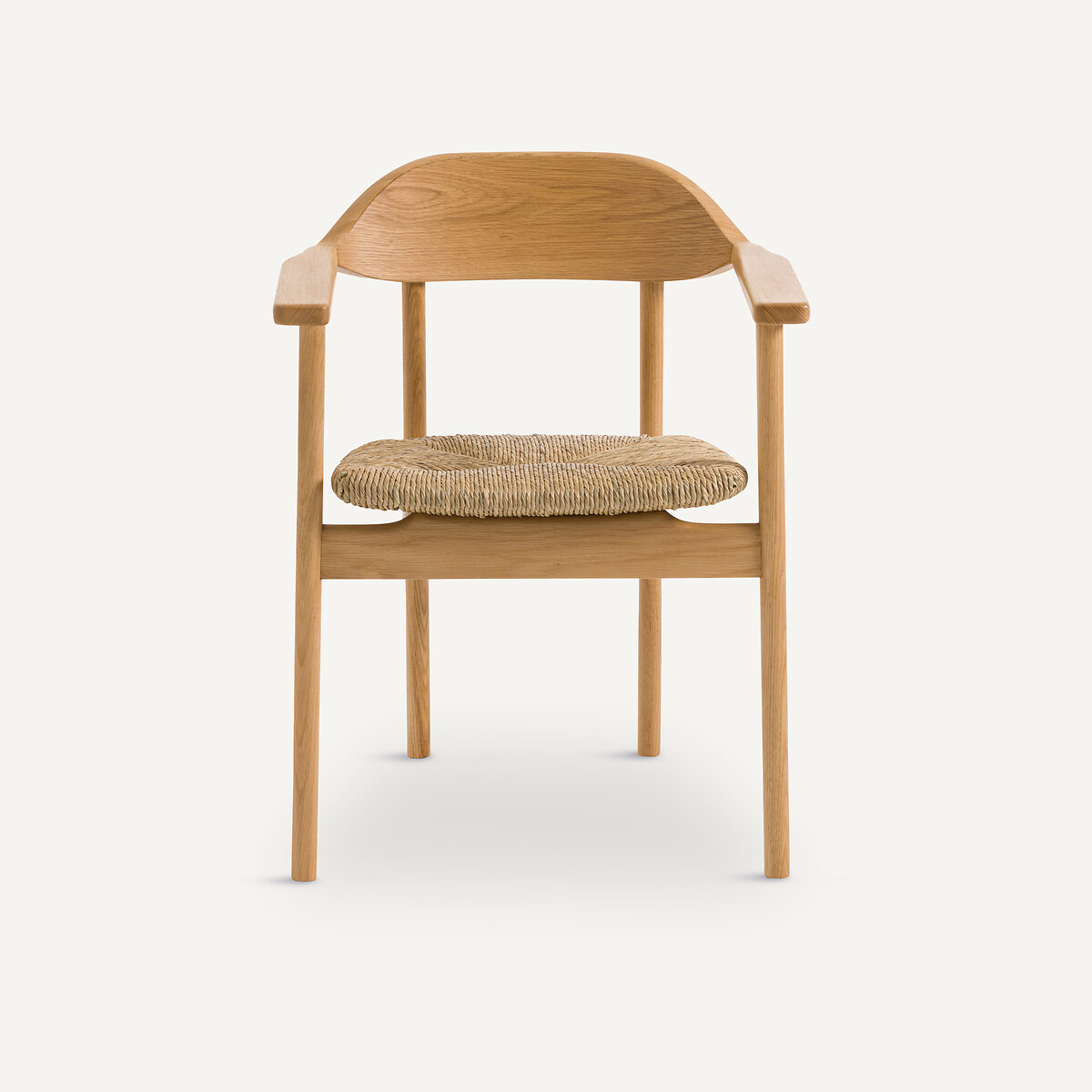 Fauteuil de table en chêne massif et paille, Arié chêne, AM.PM