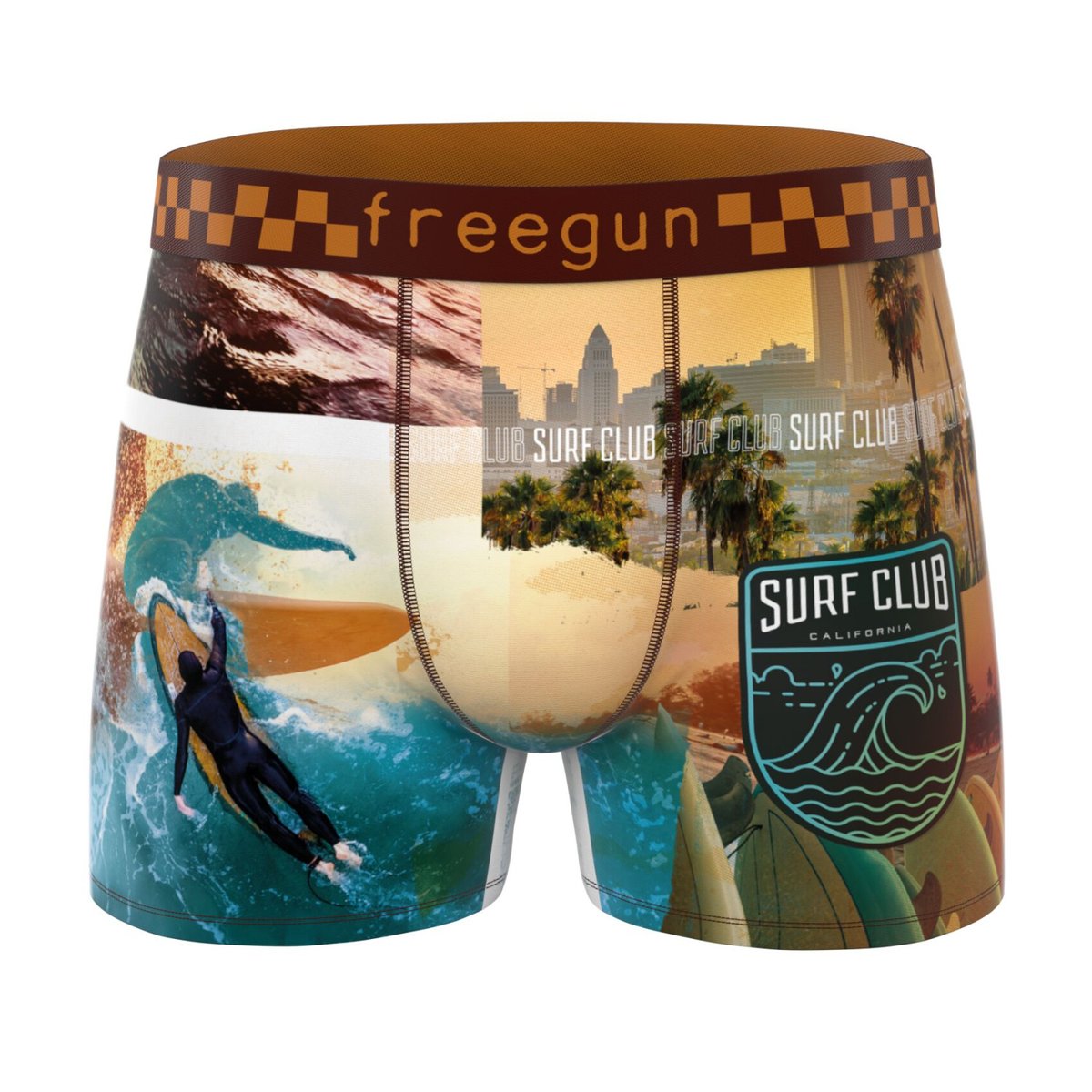 Lot De 5 Boxers Microfibre bleu/orange/rose/blanc, FREEGUN