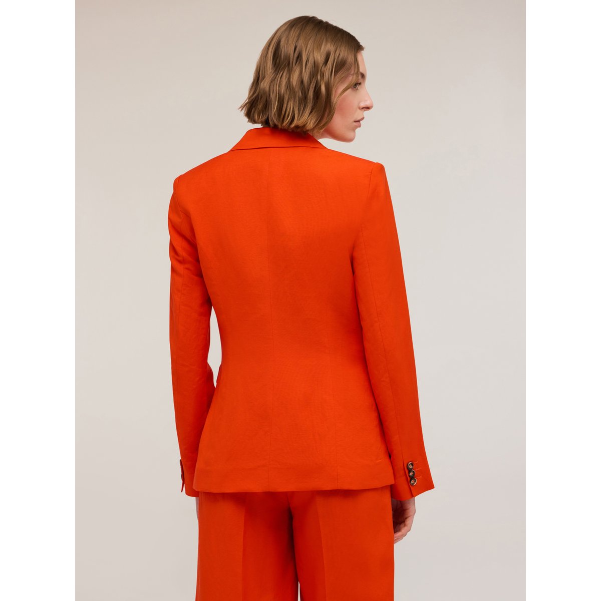 Blazer simple boutonnage en mélange de lin rouge, MOTIVI