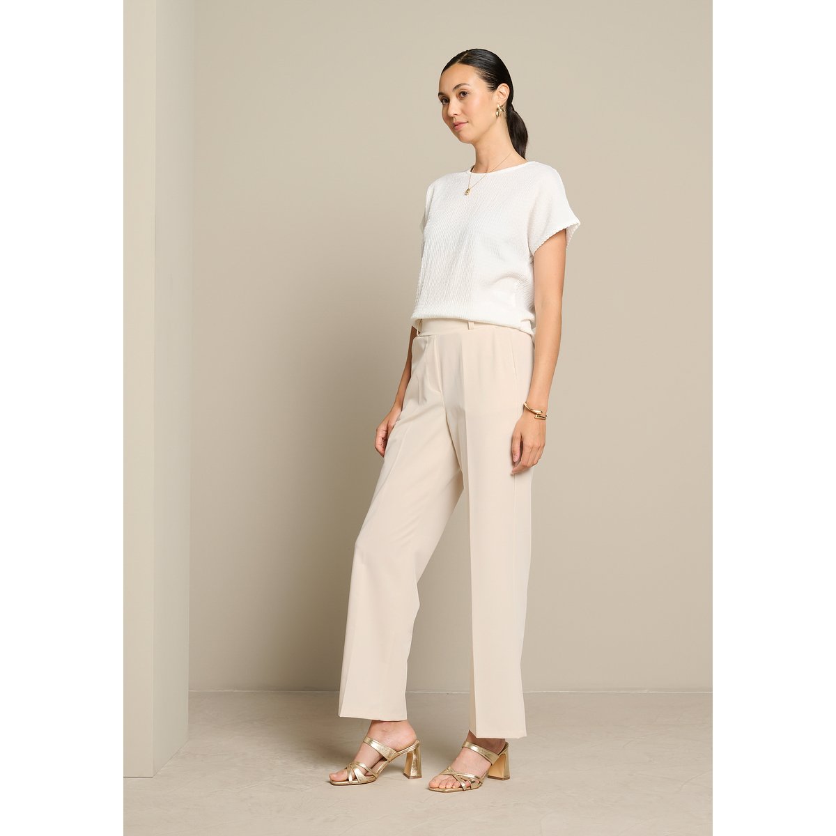 Pantalon droit élégant lt beige, LOLALIZA