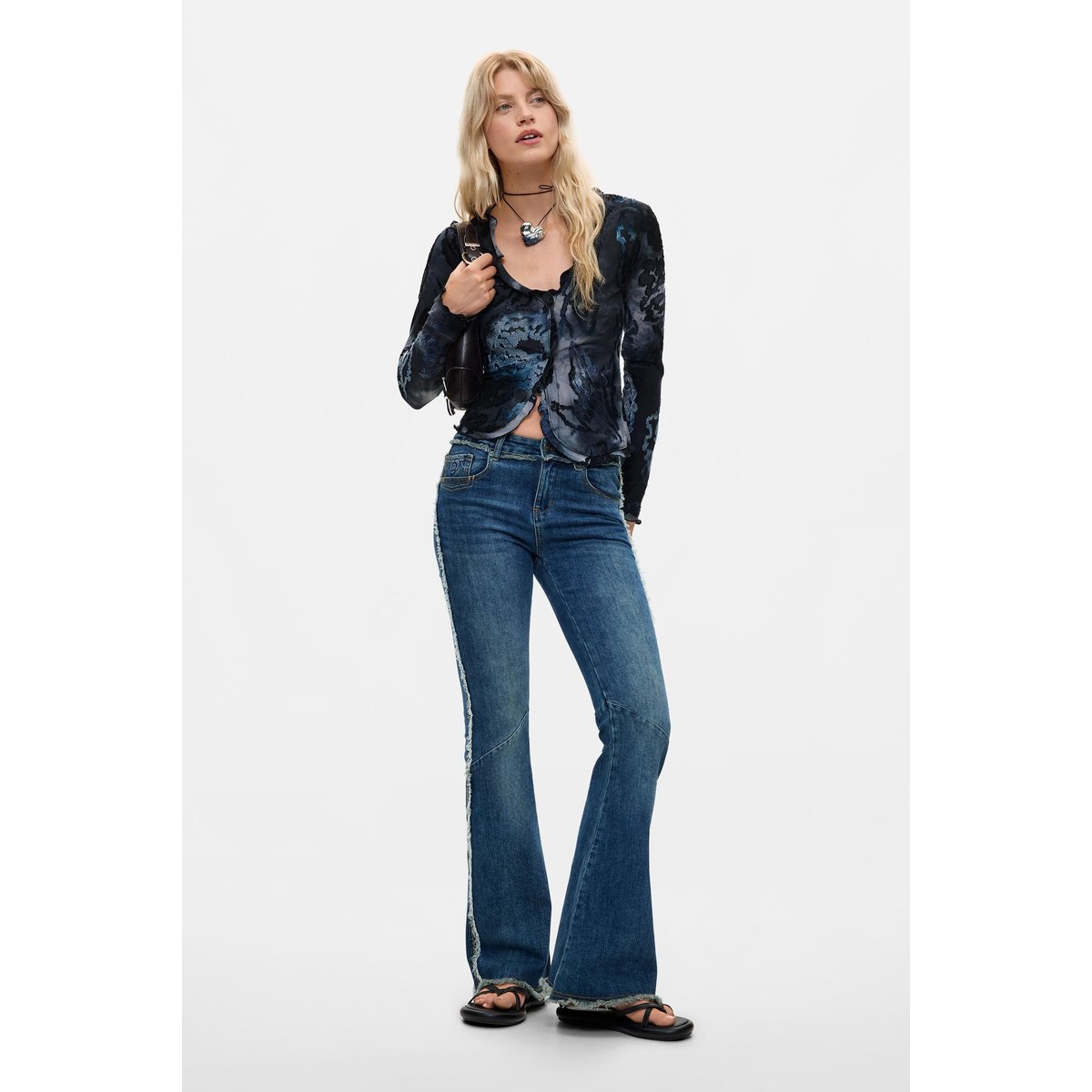 T-shirt floqué bleu, DESIGUAL