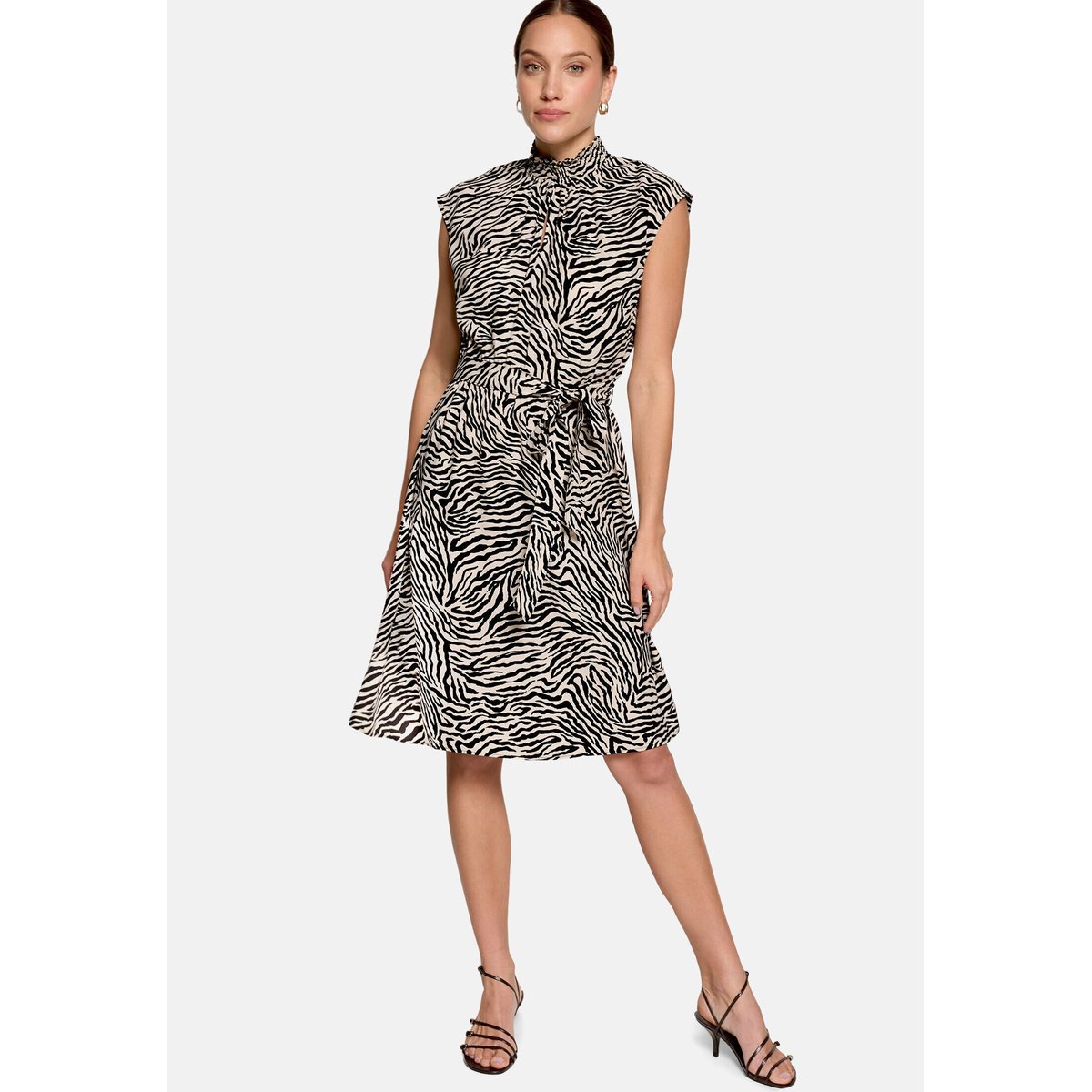 Robe longueur midi à imprimé cream/black, ZERO