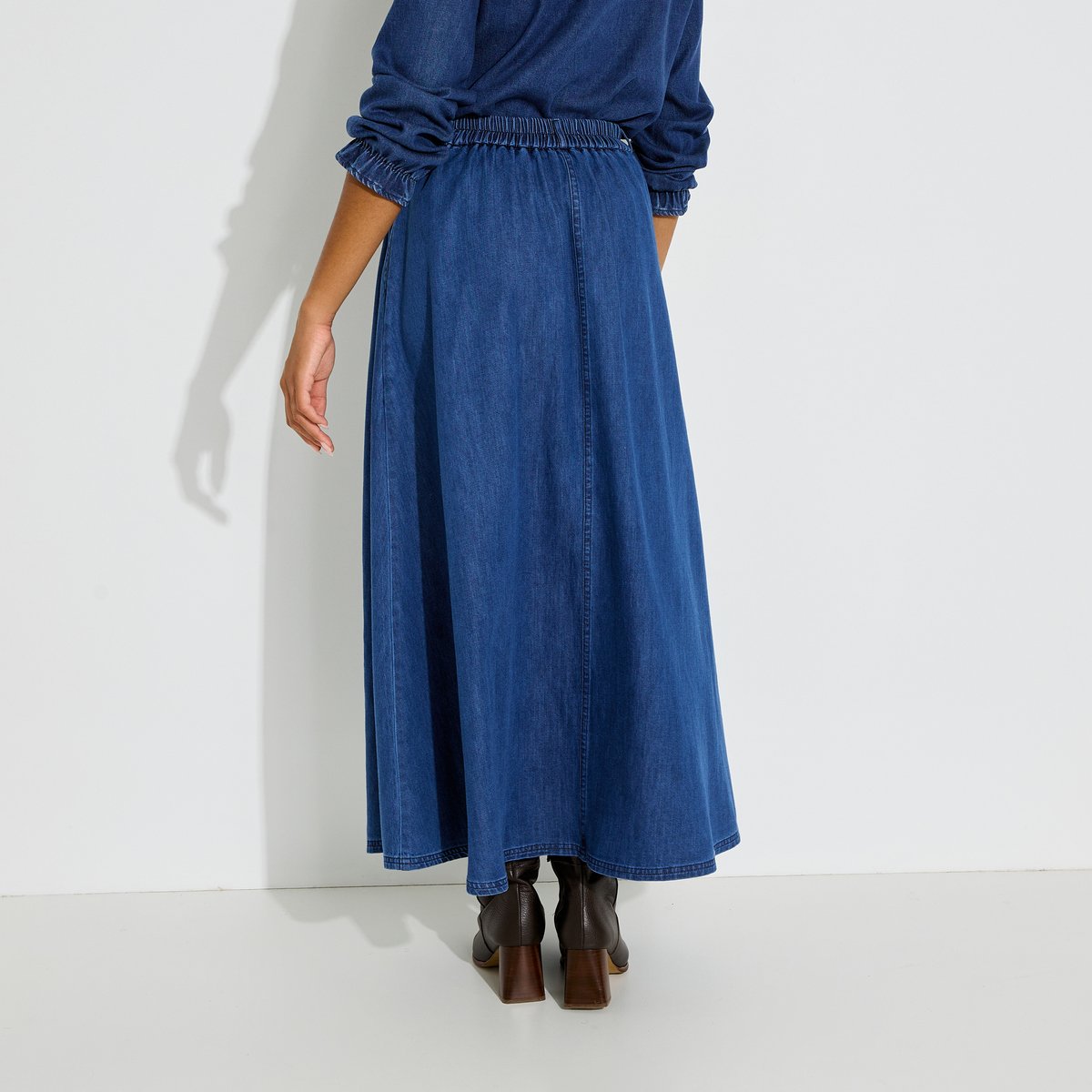 Jupe longue en jean bleu stone, GRAIN DE MALICE