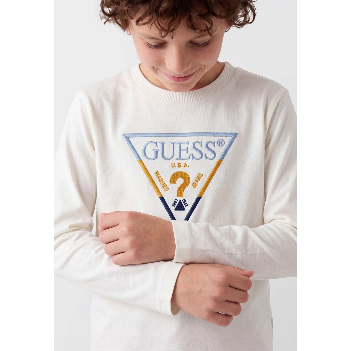 T-Shirt À Logo Brodé blanc, GUESS KIDS