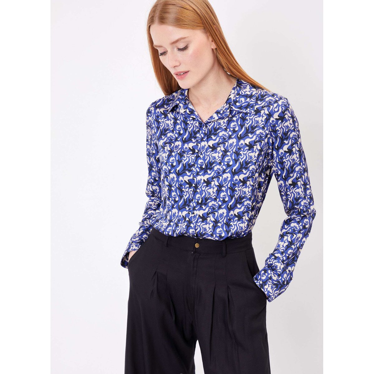 Chemise droite imprimée MARGE bleu, PRINCESSE NOMADE