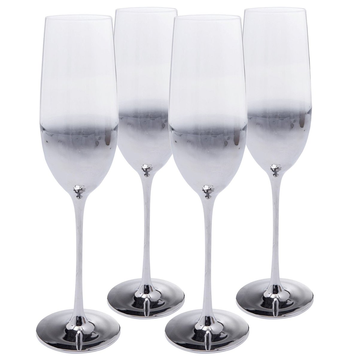 Lot de 4 flûtes à champagne, NIGHT SKY argent, KARE DESIGN