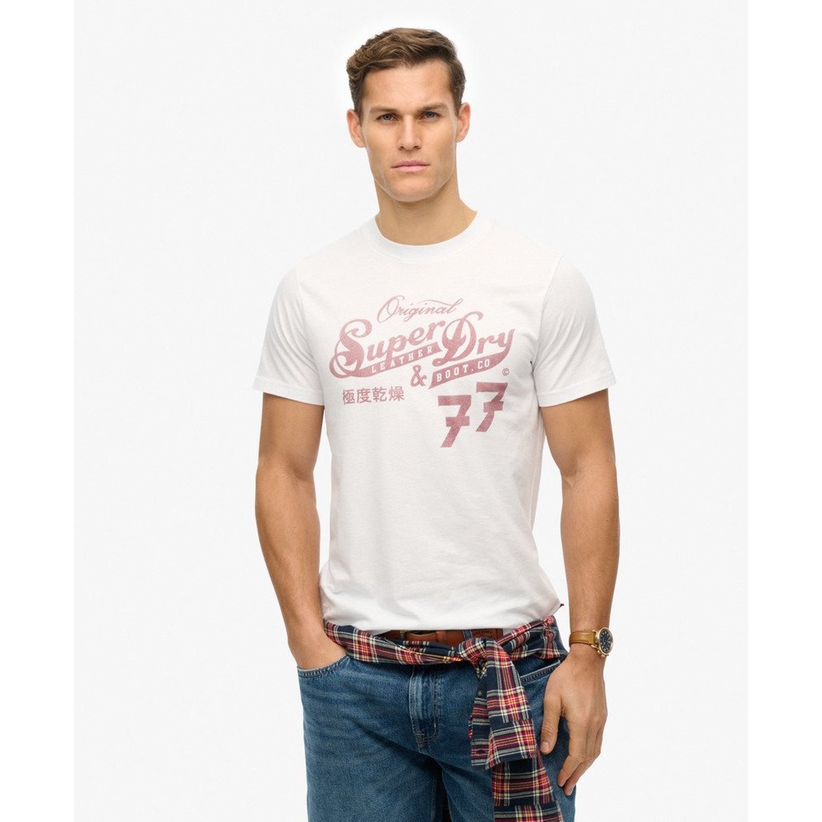 T-Shirt Script Leather & Boot Co optic, SUPERDRY