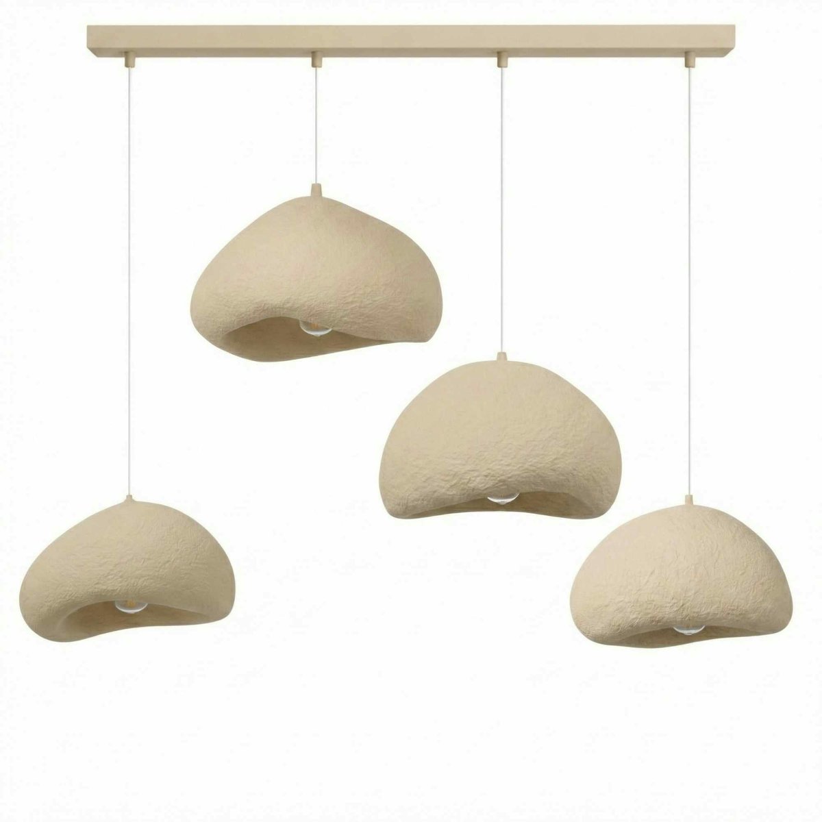 Suspension organique 4 abat-jour NOXIS beige, PIER IMPORT