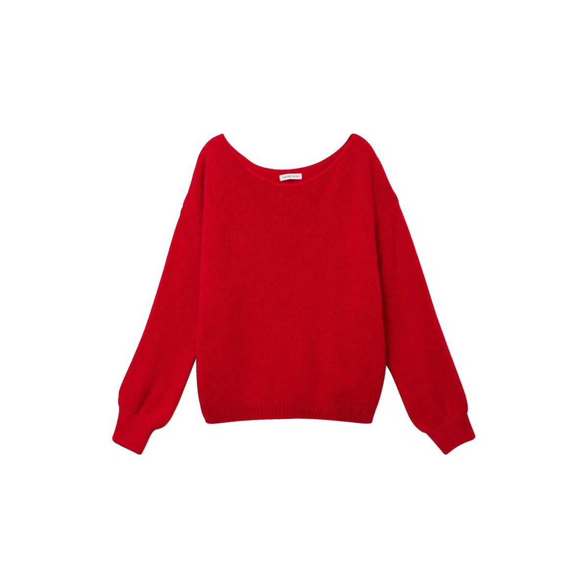 Pull ample col bateau manches longues rouge, CACHE CACHE