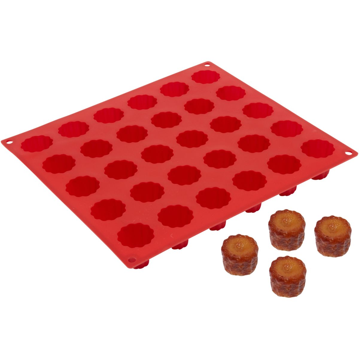 Moule à cannelé mini cannelés 30 empreintes rouge, ESSENTIEL B
