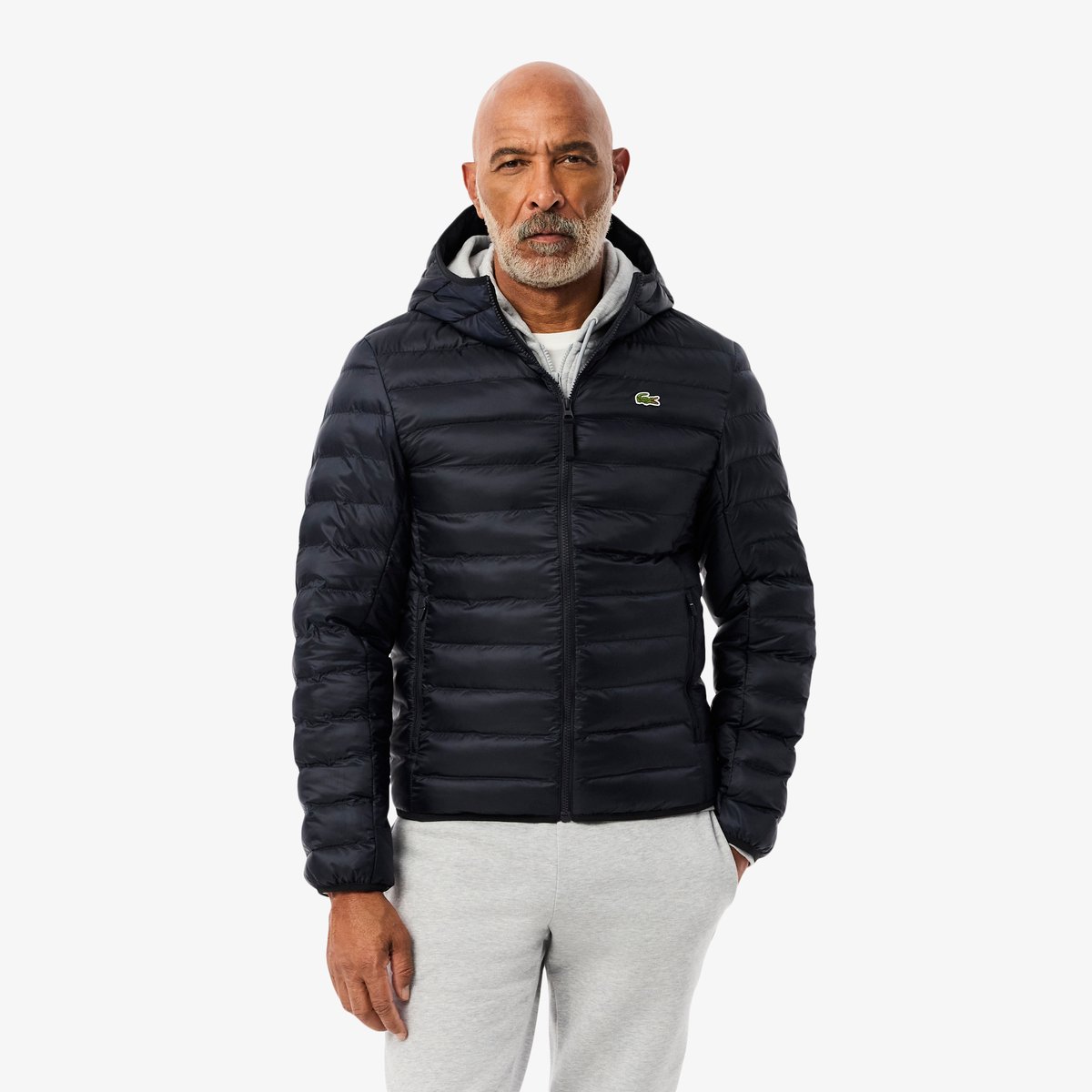 Doudoune à capuche rembourrée déperlante bleu-hde, LACOSTE