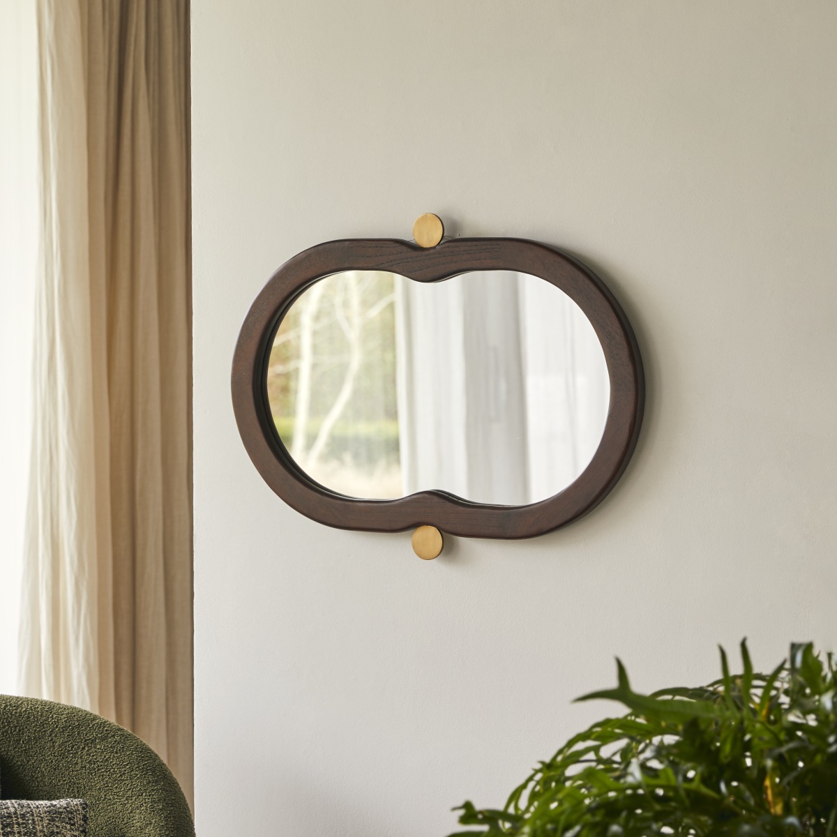 Miroir en Mindi foncé massif, AGATE marron, TIKAMOON