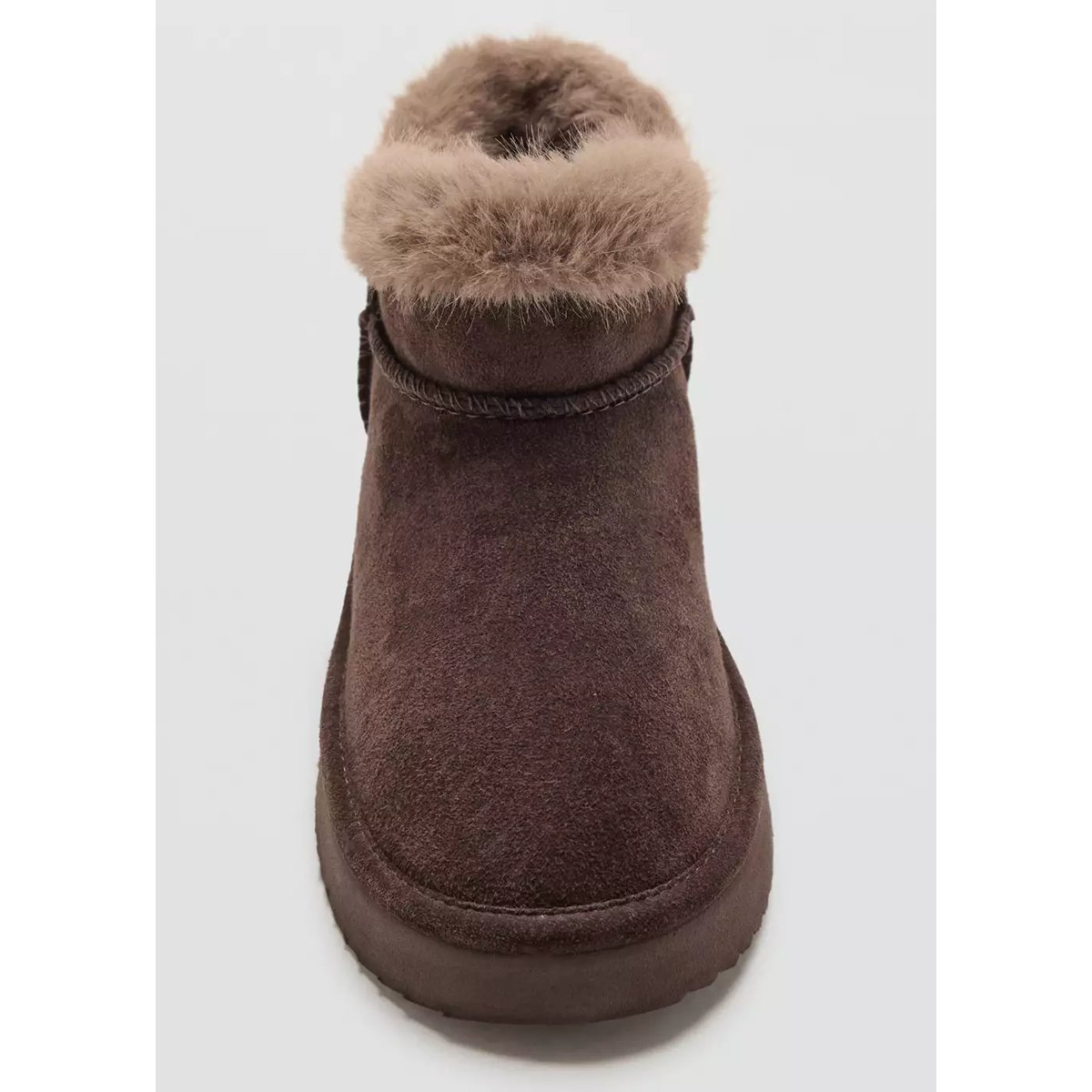 Bottines cuir imitation mouton chocolat, MANGO KIDS