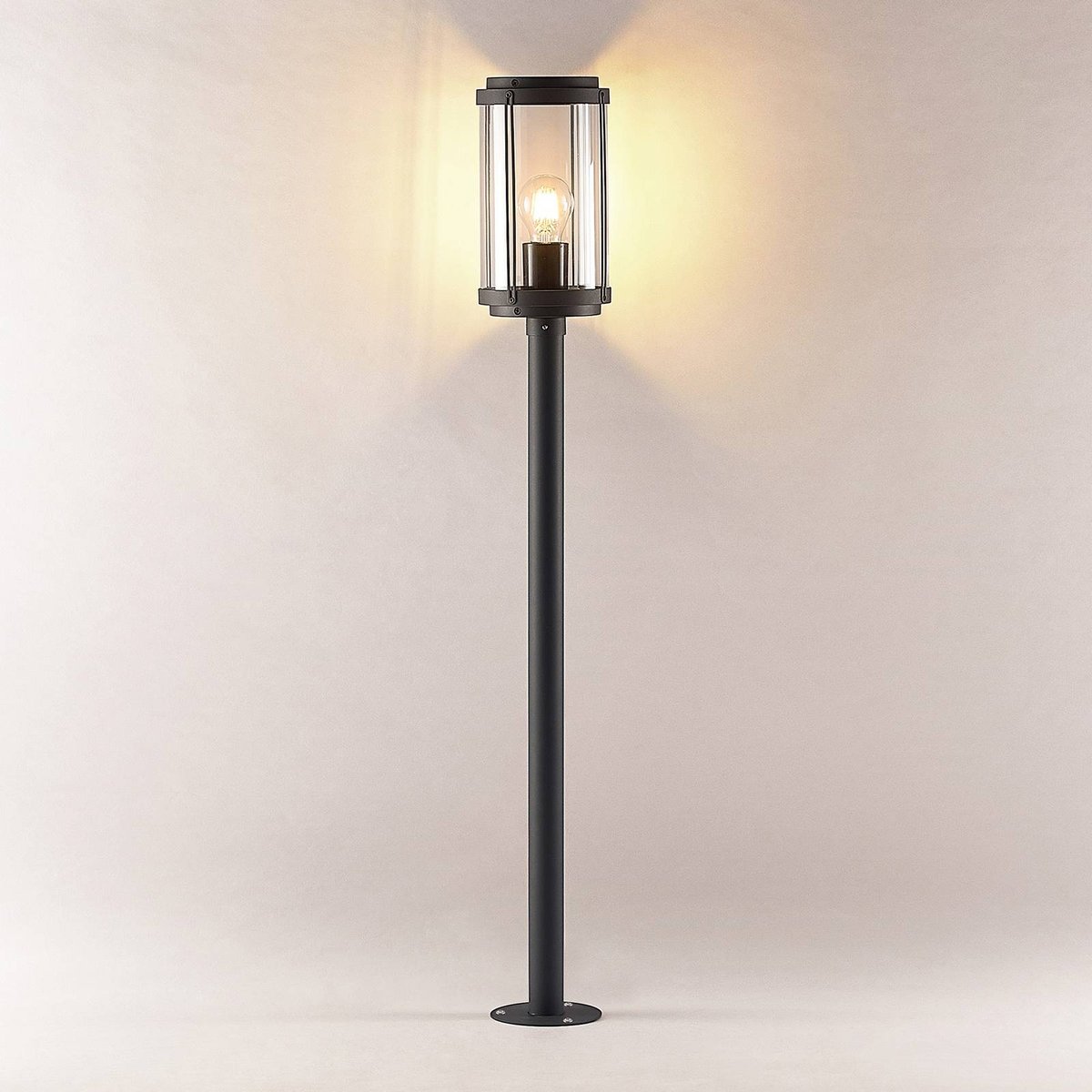 Luminaire extérieur en aluminium moderne gris foncé, transparent, LINDBY