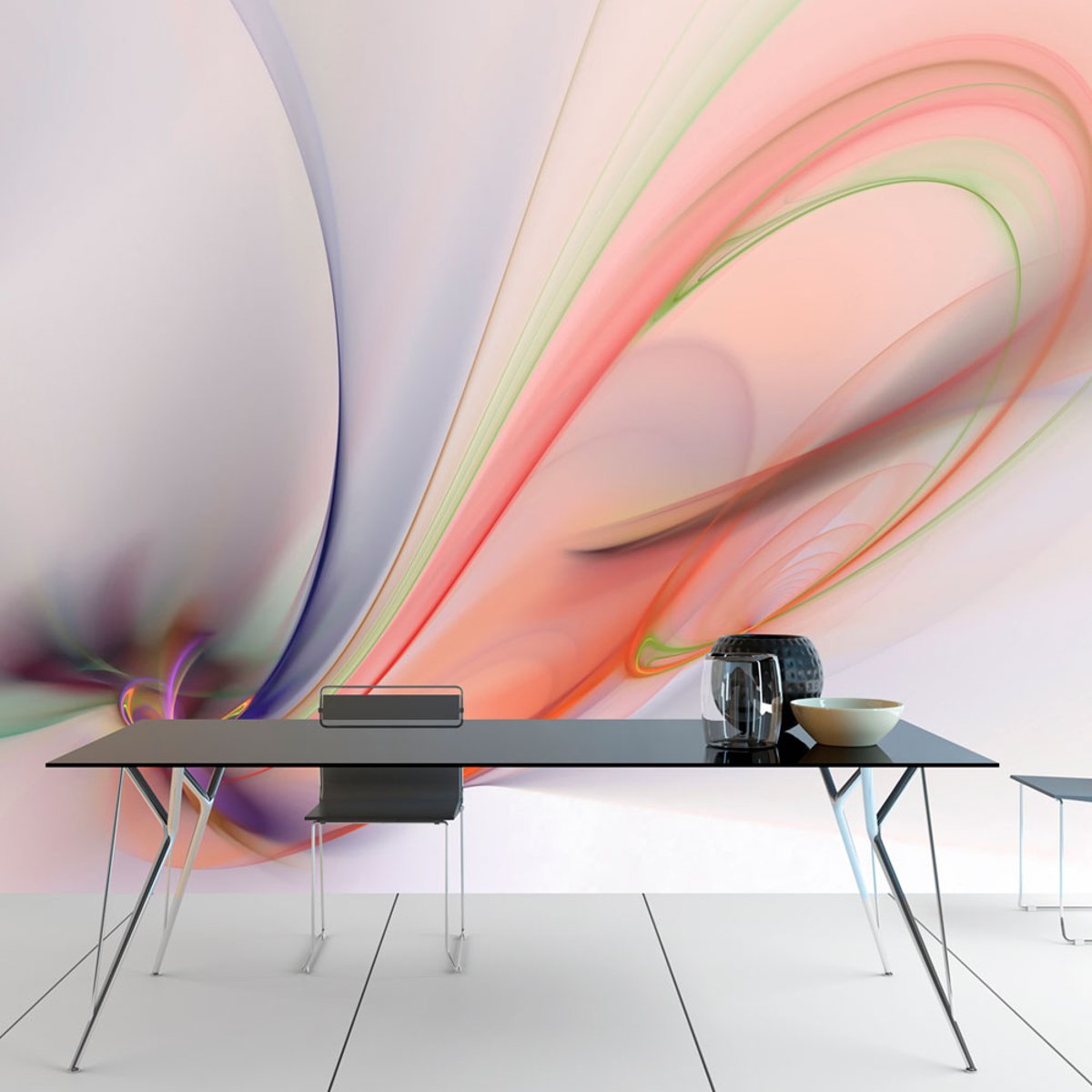 Papier peint intissé panoramique Abstractions Silky colorful smoke bleu, EDEN