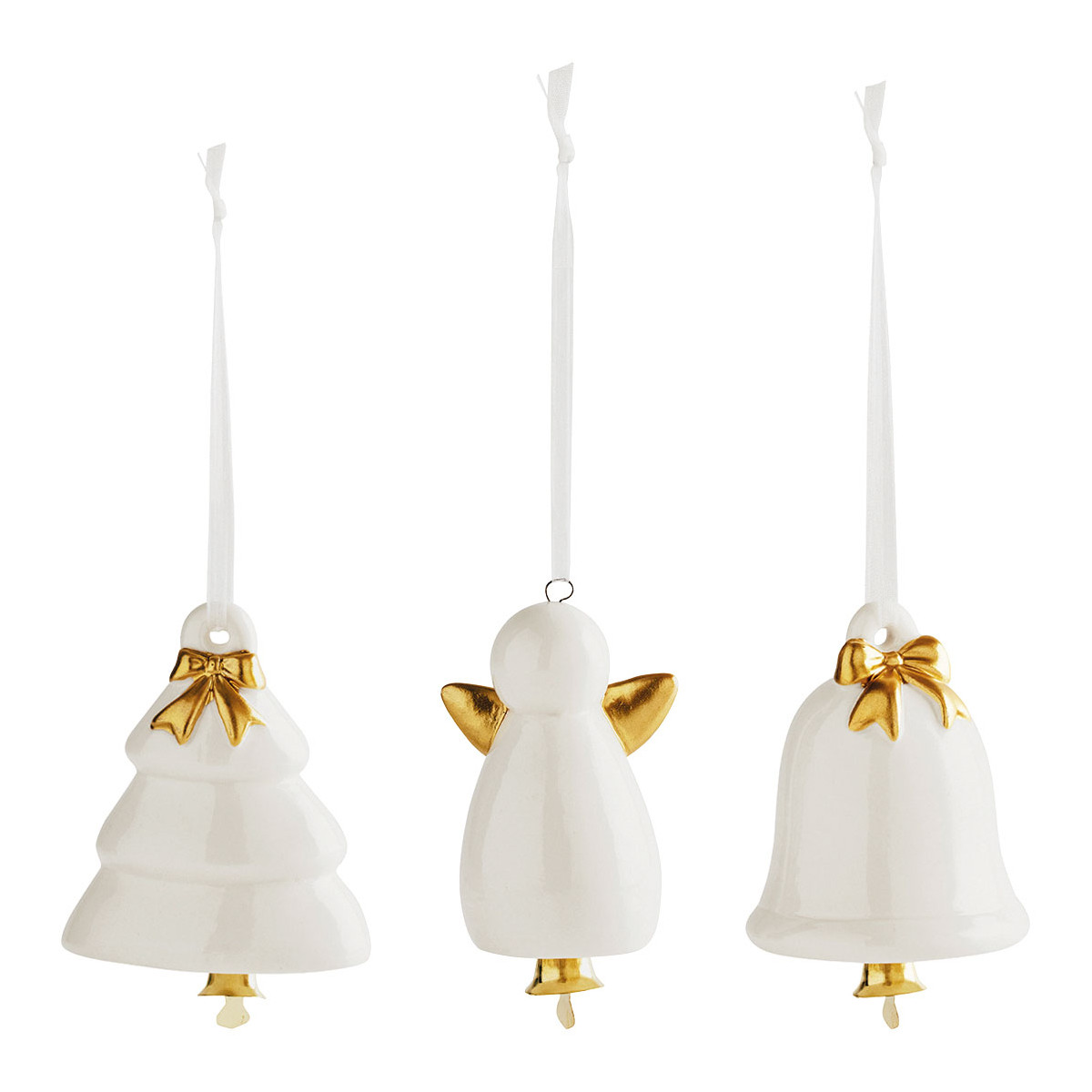 Set de 3 décorations de Noël en céramique blanc, MATHILDE M
