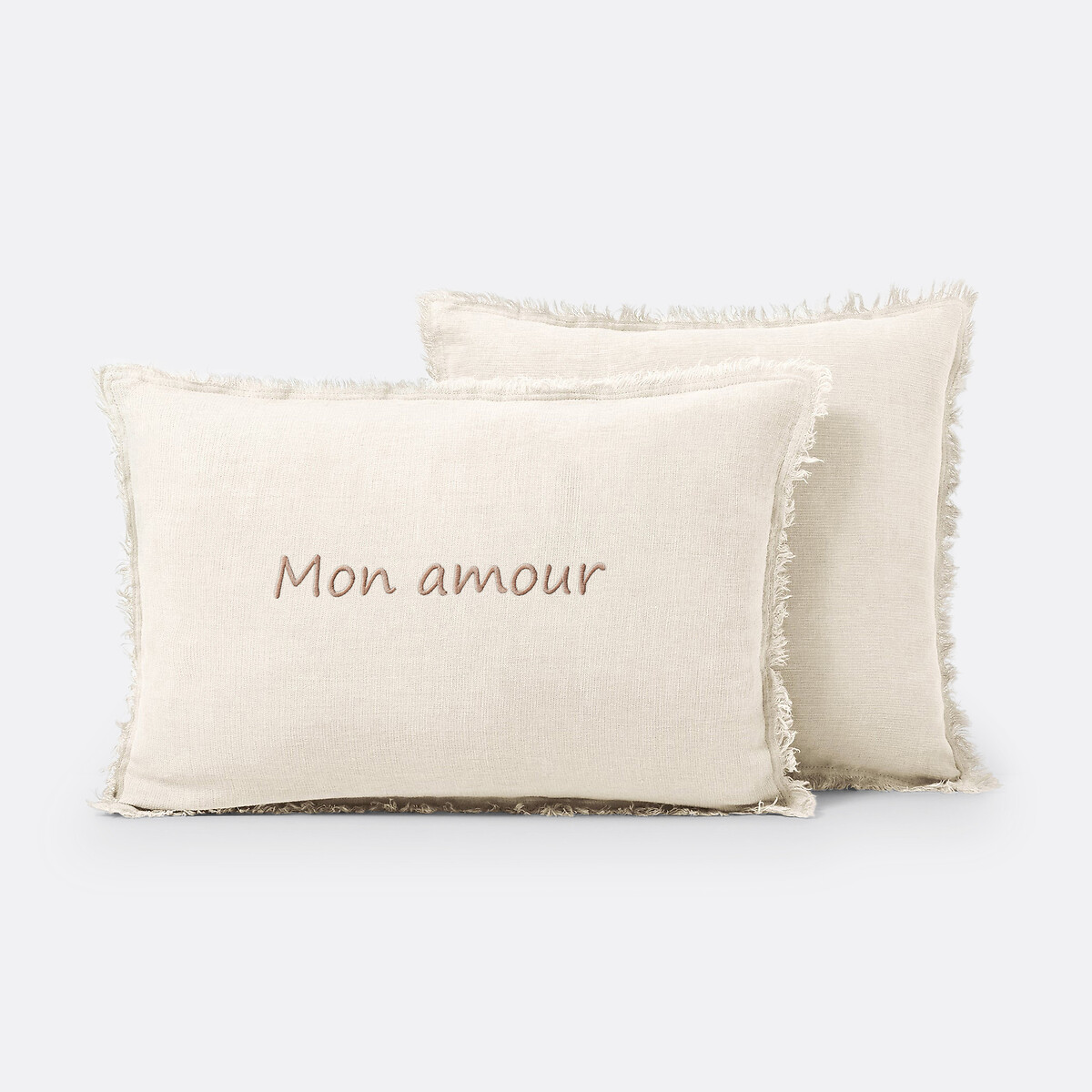 Housse coussin pur lin lavé personnalisée, Linange ecru, LA REDOUTE INTERIEURS