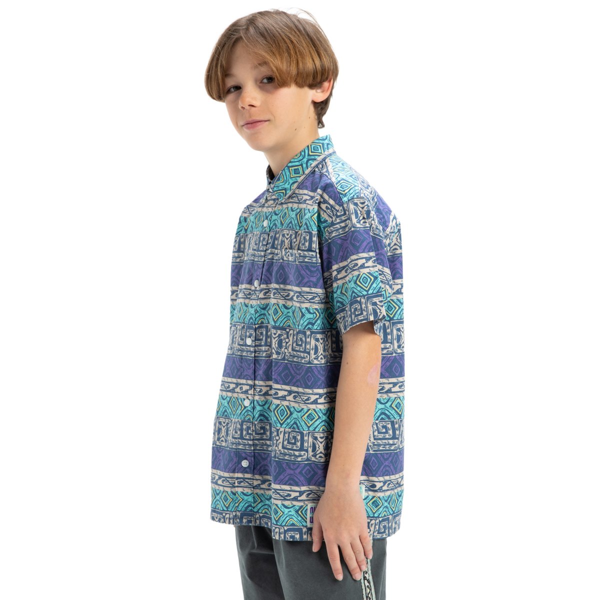 Chemise à manches courtes GLOBAL HEAT bleu aqua sky global heat 32x32, QUIKSILVER