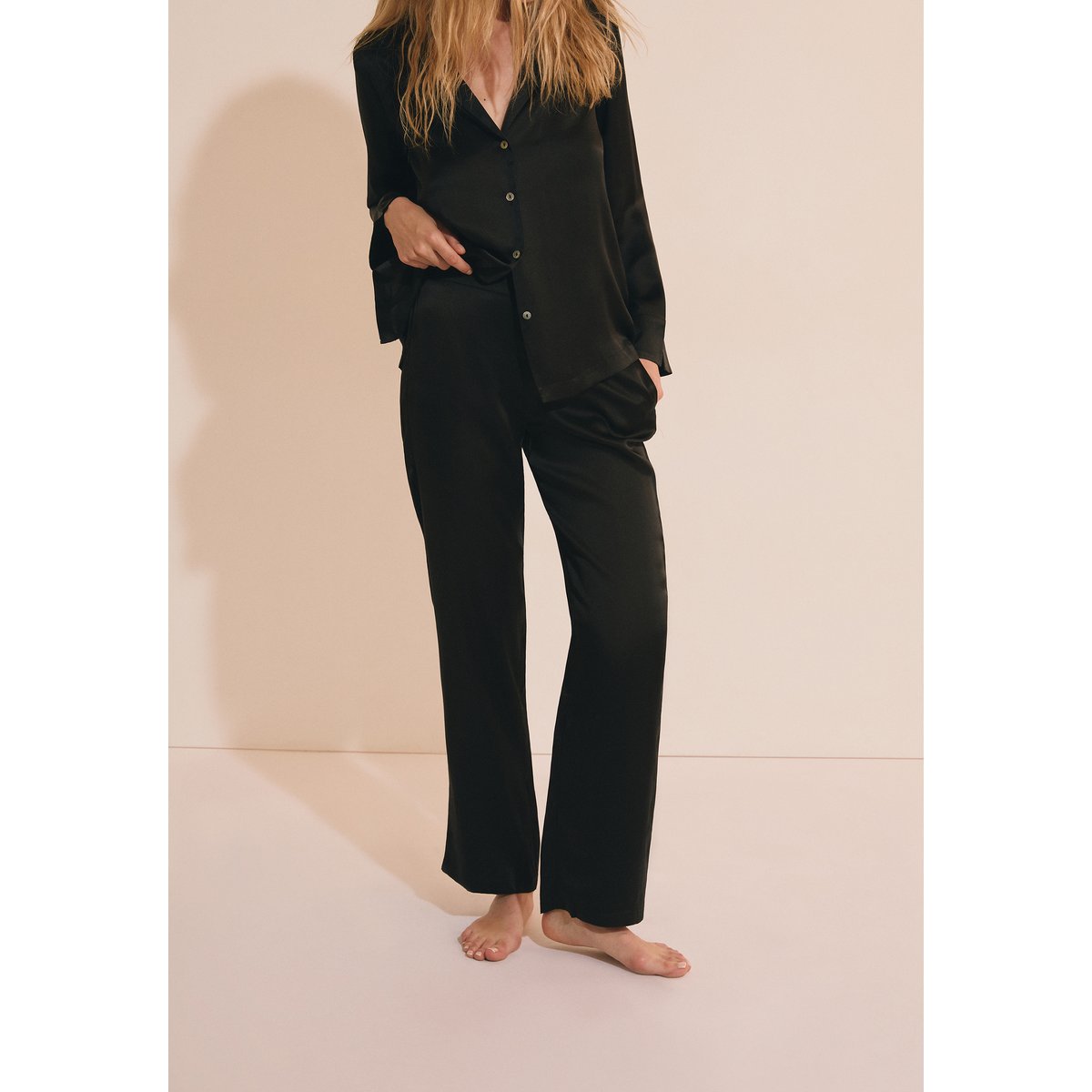 Pantalon de pyjama en soie PEARLY noir, ETAM