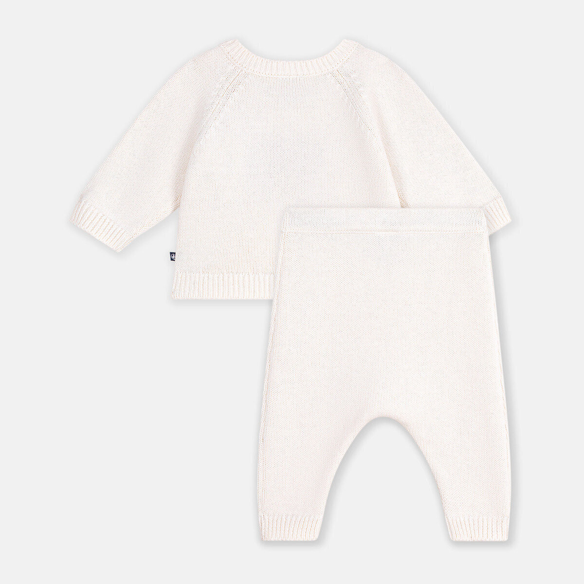 Completo in maglia jacquard, motivo a cuori ecru , PETIT BATEAU