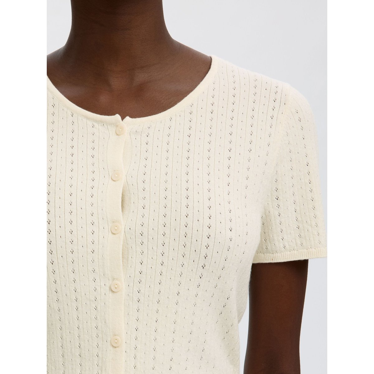 Cardigan En Maille egret, SELECTED