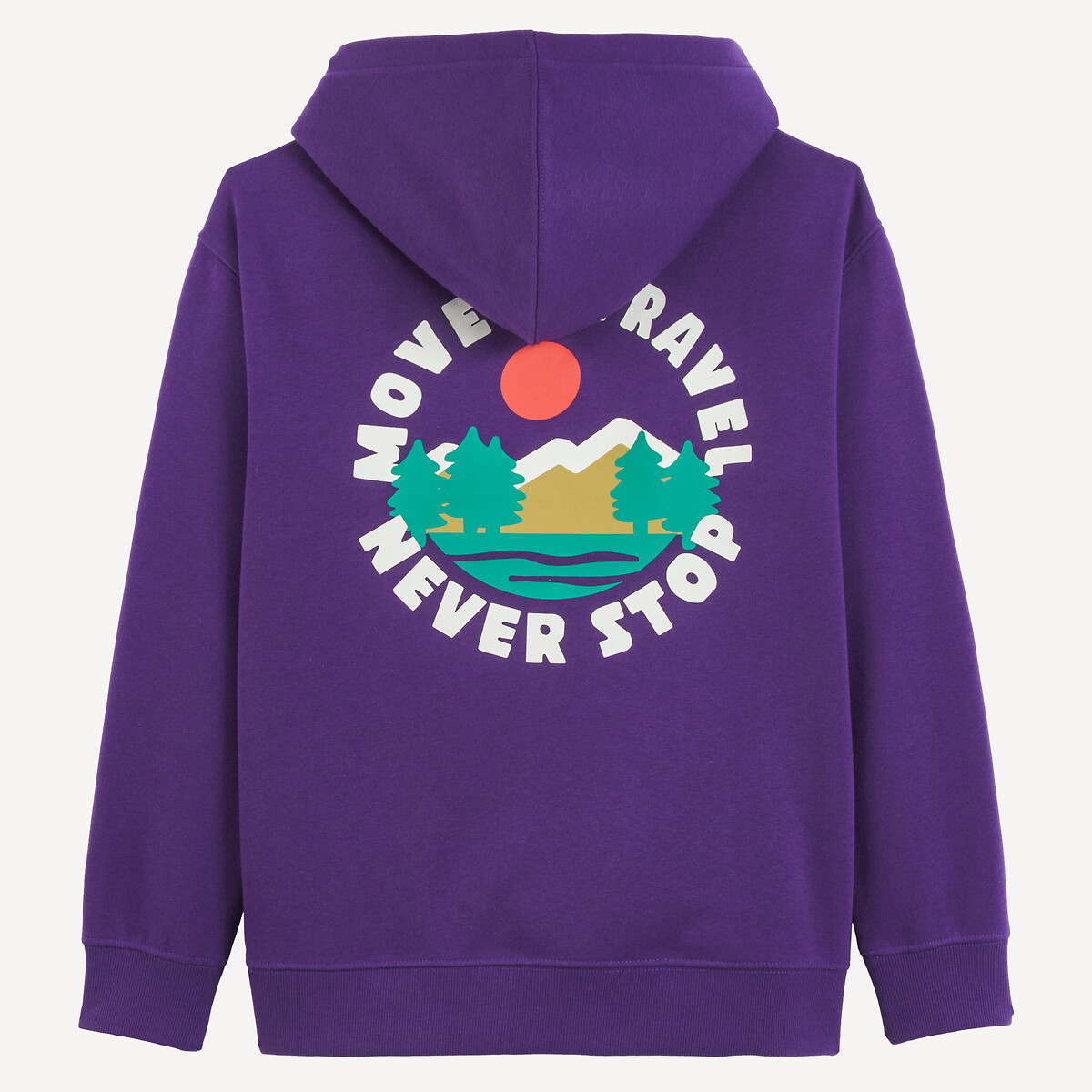 Sweat à capuche, imprimé devant et au dos, en molleton violet, LA REDOUTE COLLECTIONS