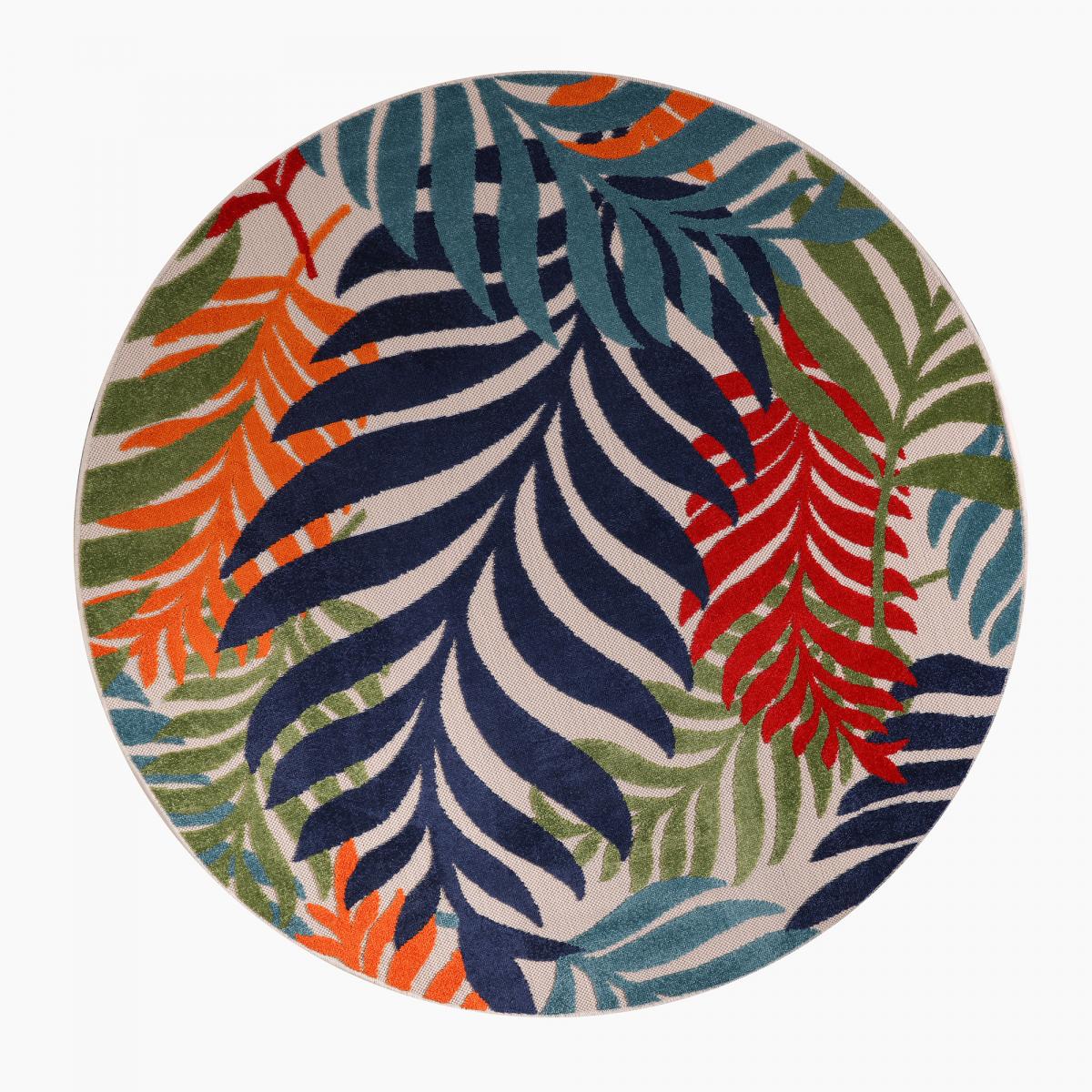 Tapis extérieur tissé kilim rectangle CHIMEK bleu, rouge, orange, vert, UN AMOUR DE TAPIS