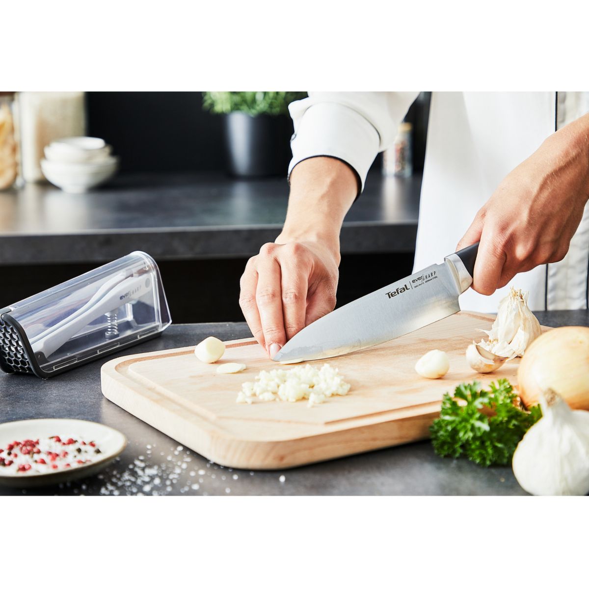Aiguiseur Ever Sharp Couteau + aiguiseur noir, TEFAL