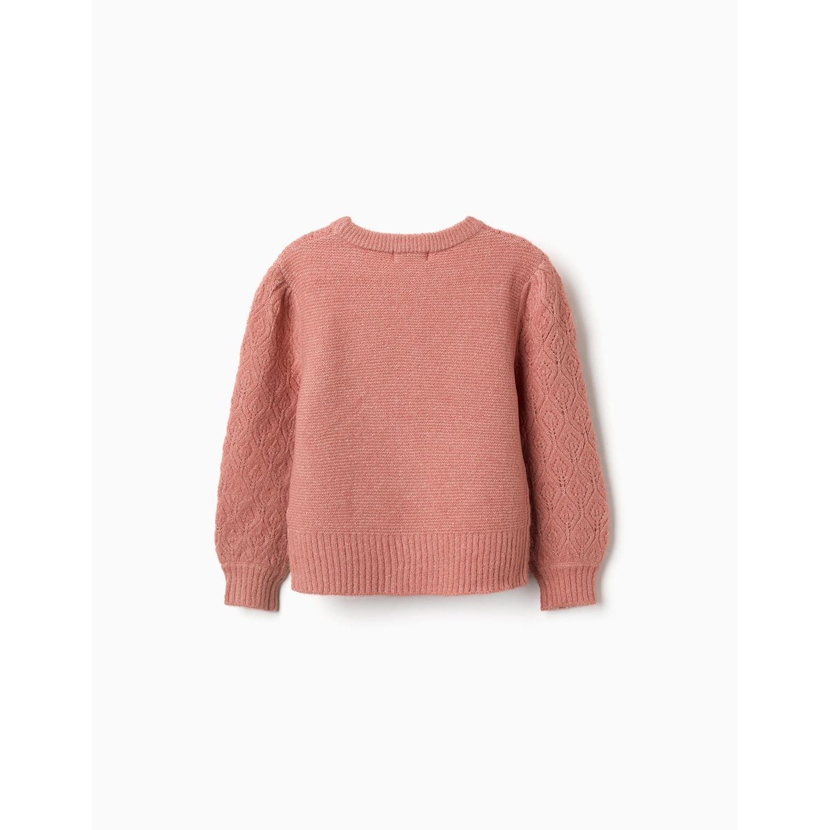 Pull en maille ajourée avec manches bouffantes rose, ZIPPY