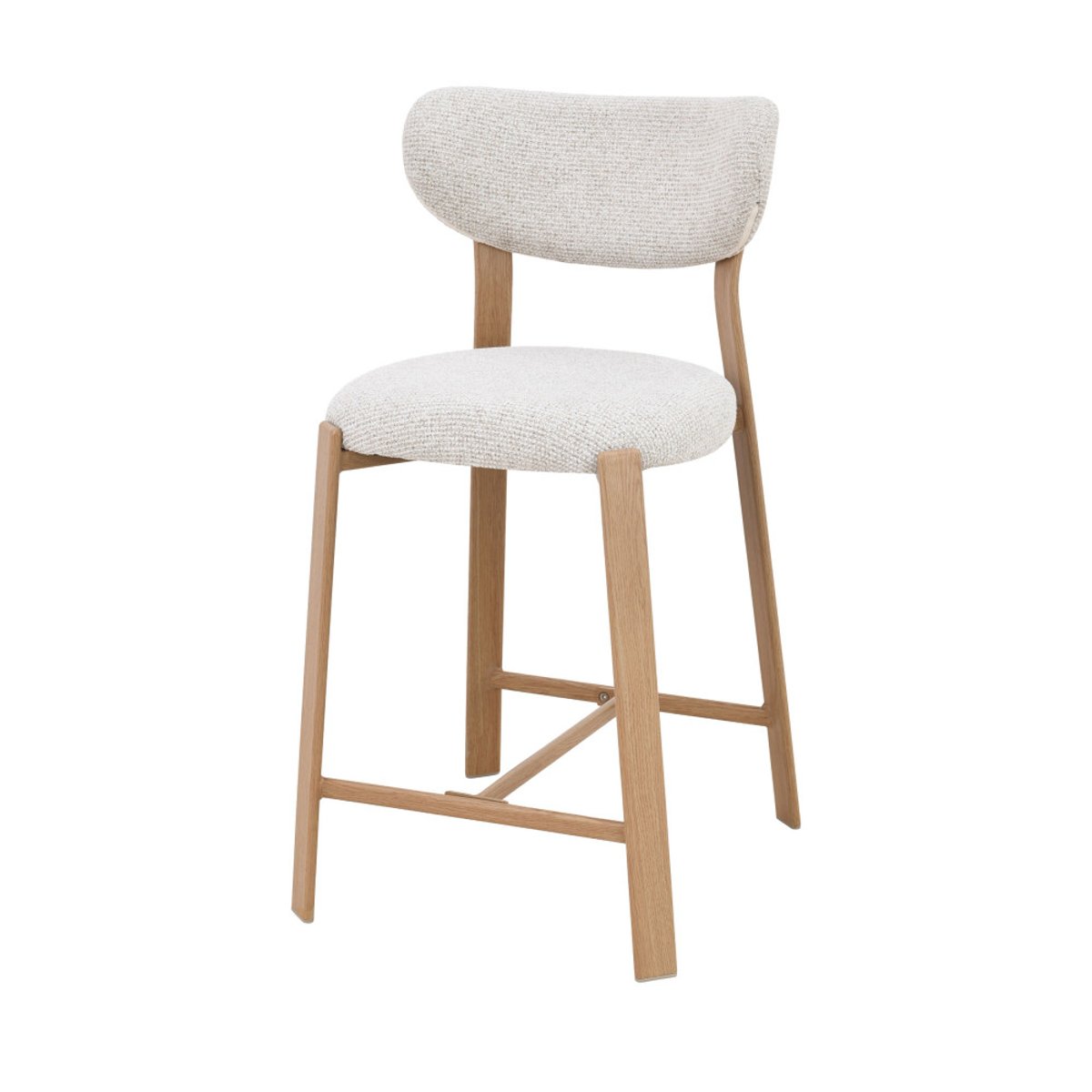 Lot de 2 chaises de bar en tissu piètement effet bois clair H65cm- LUNARA beige chiné, DRAWER