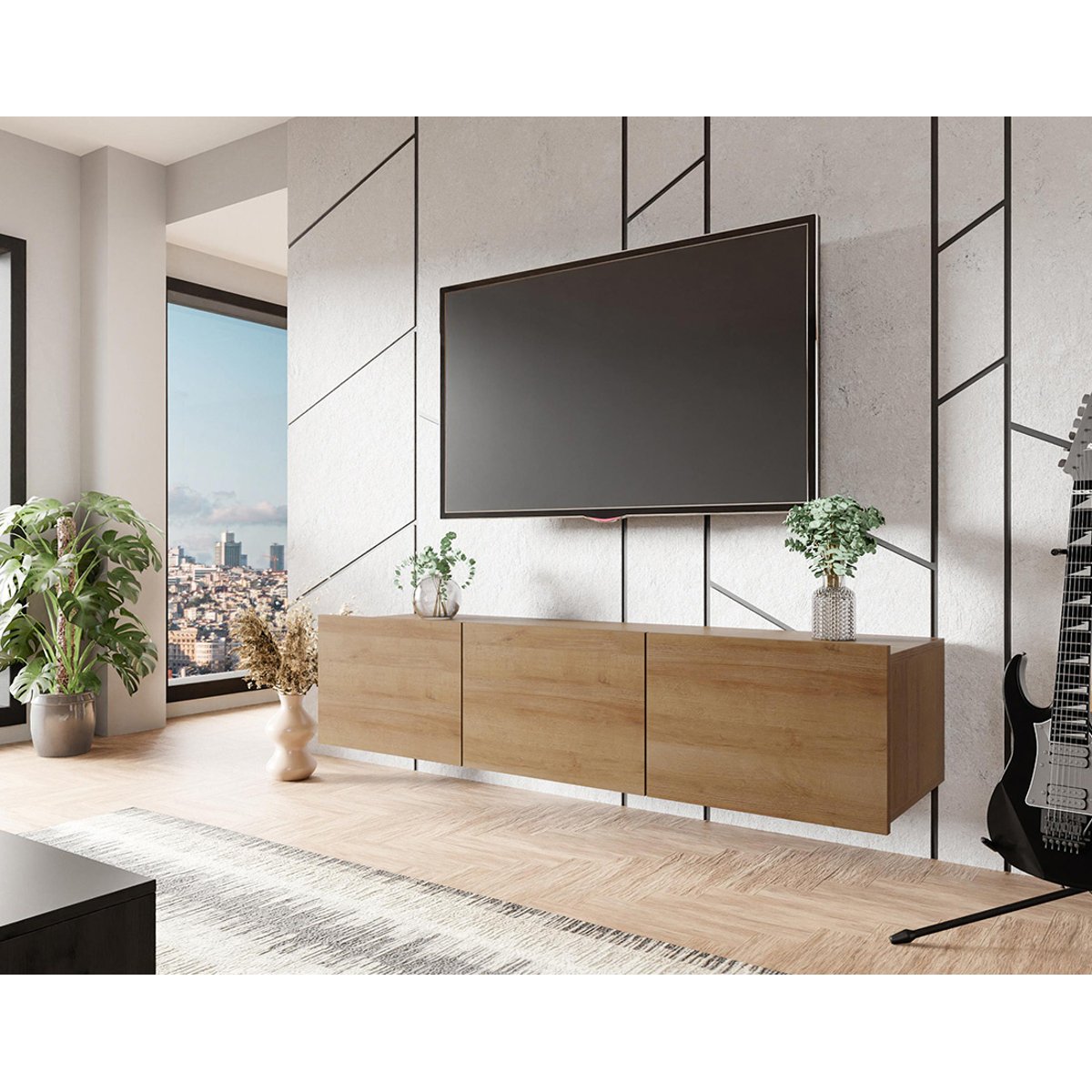 Meuble TV - ALIX effet chêne, BEST MOBILIER