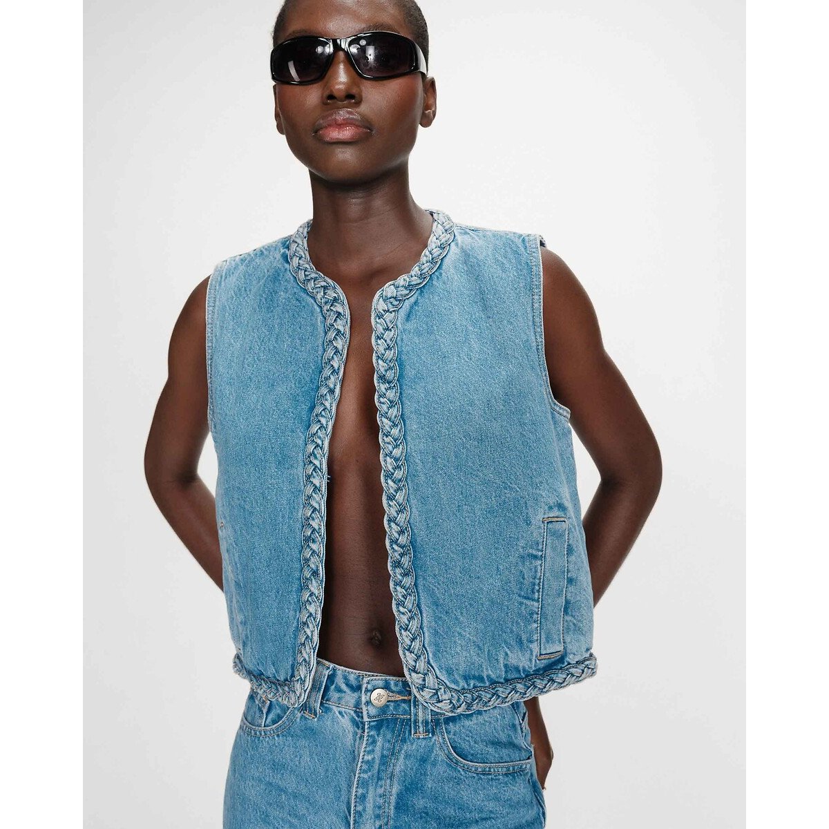Veste sans manches en denim VERONA denim bleu, GRACE & MILA