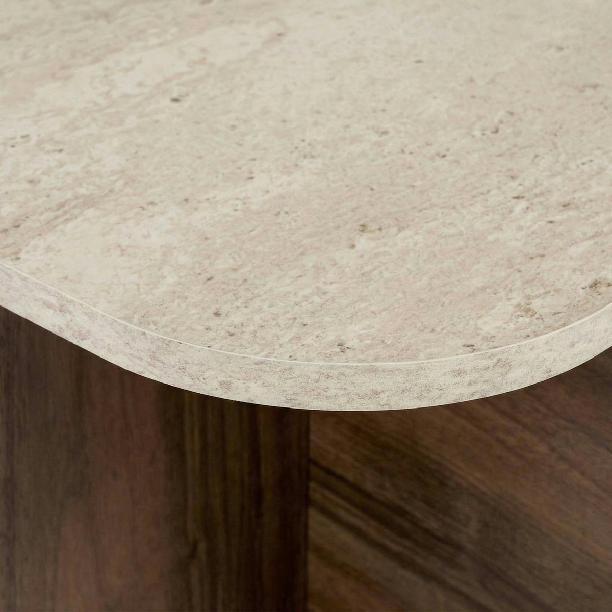 Table basse design organique décor travertin et noyer MARFA beige, PIER IMPORT
