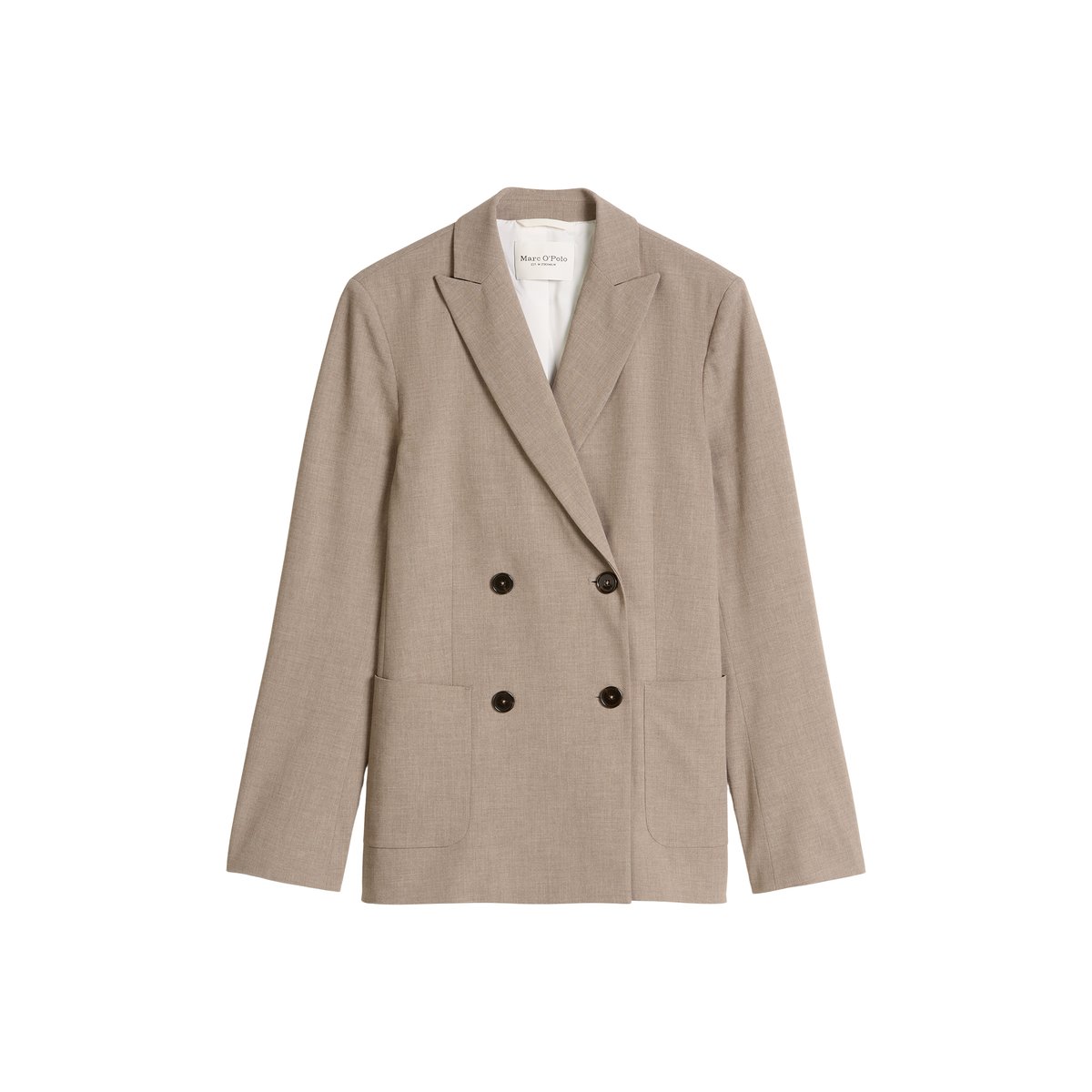 Blazer double boutonnage slim en Summer Wool marron clair, MARC O'POLO