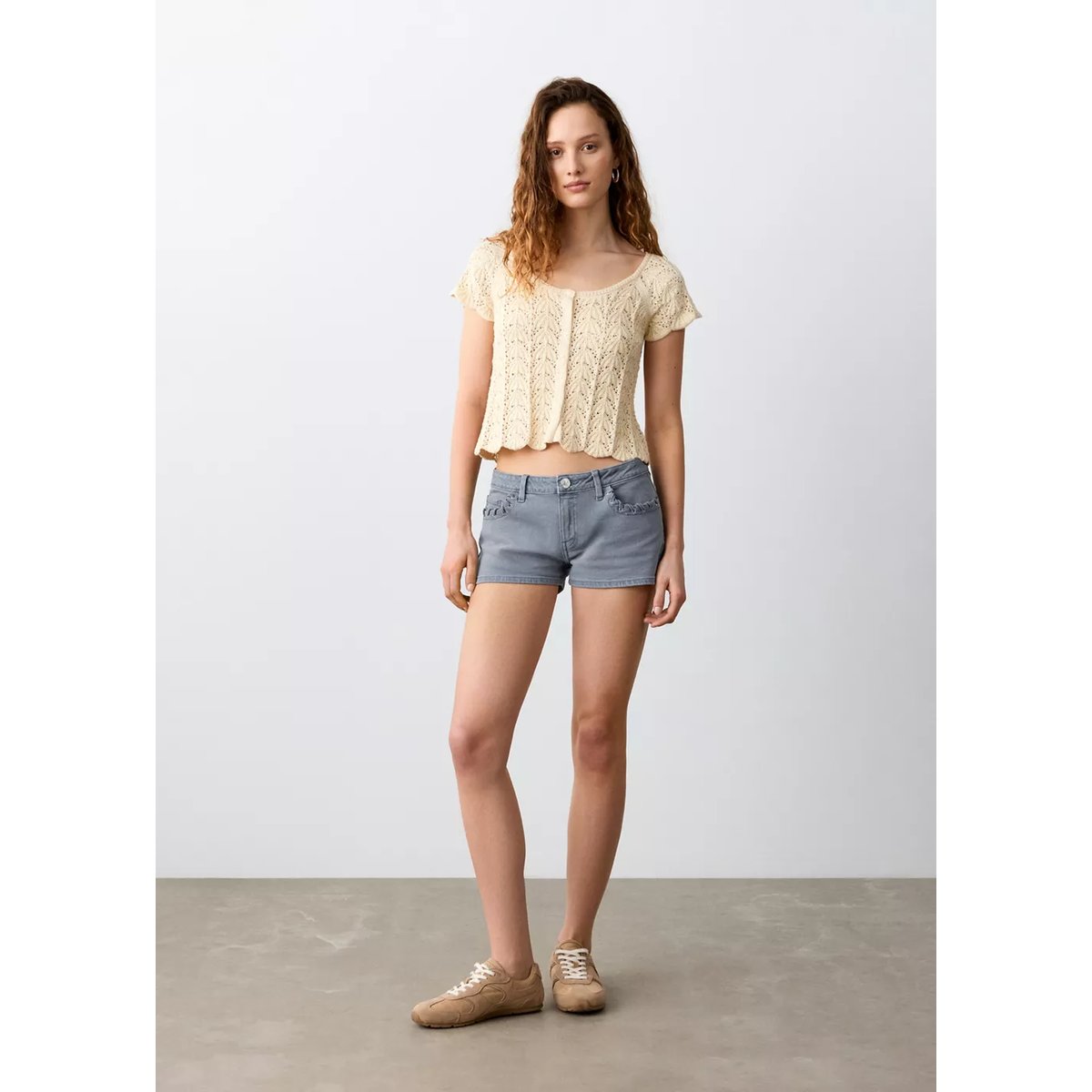 Mini short détails décoratifs bleu, MANGO TEEN