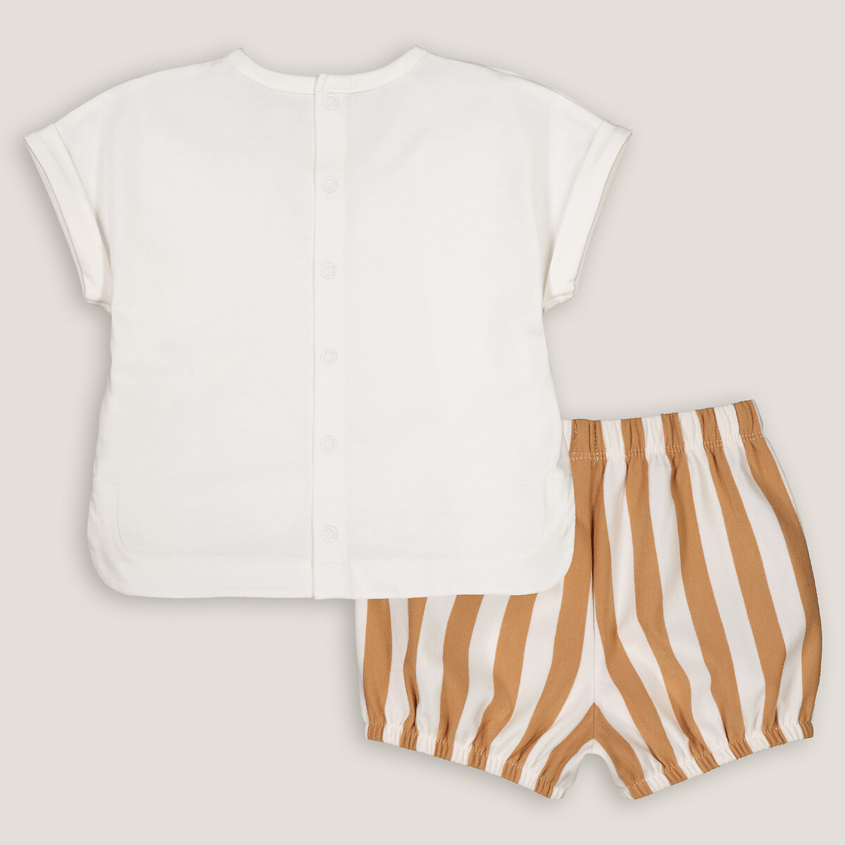 Conjunto t-shirt e calções castanho/cru, LA REDOUTE COLLECTIONS