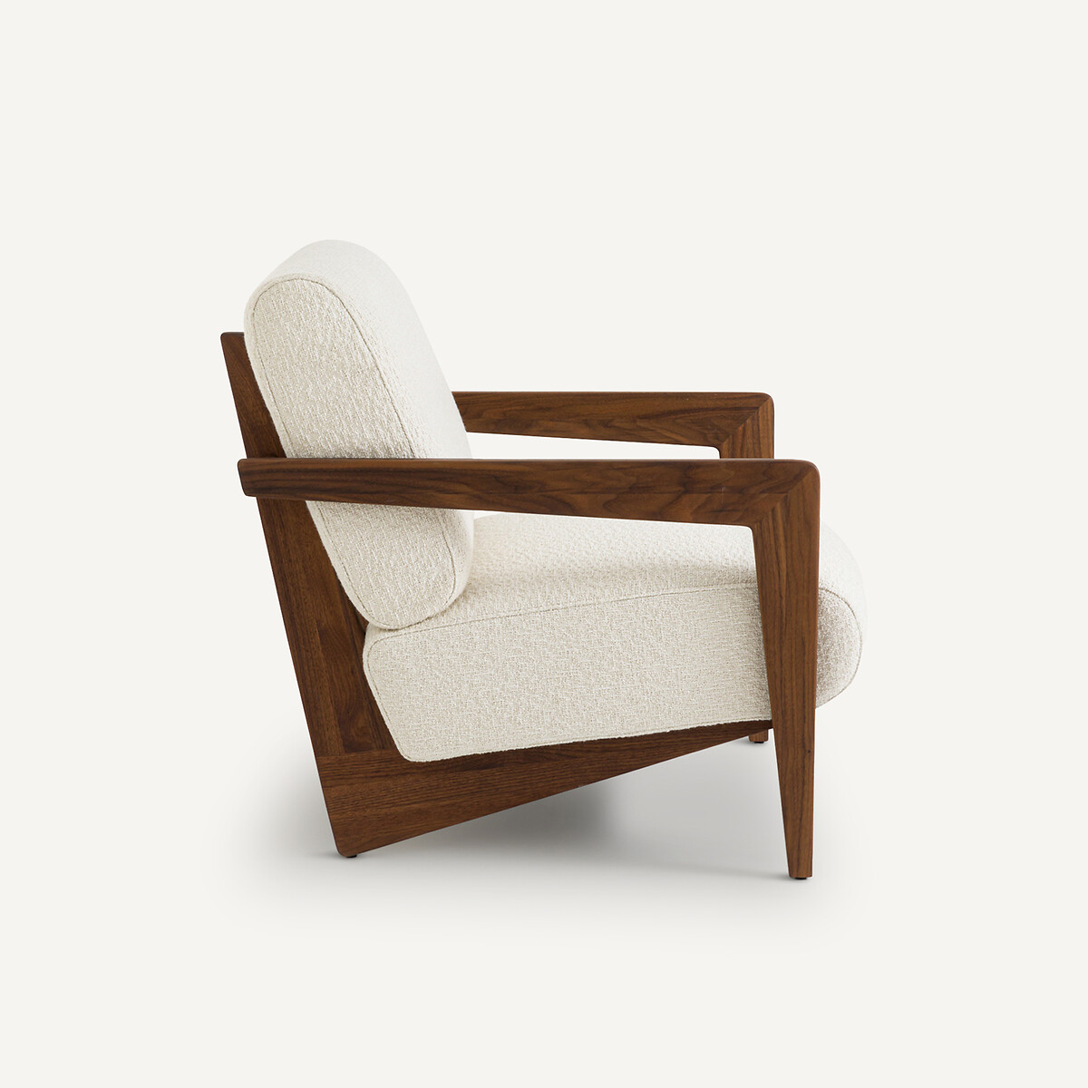 Fauteuil noyer massif et bouclette, Izag ecru, AM.PM