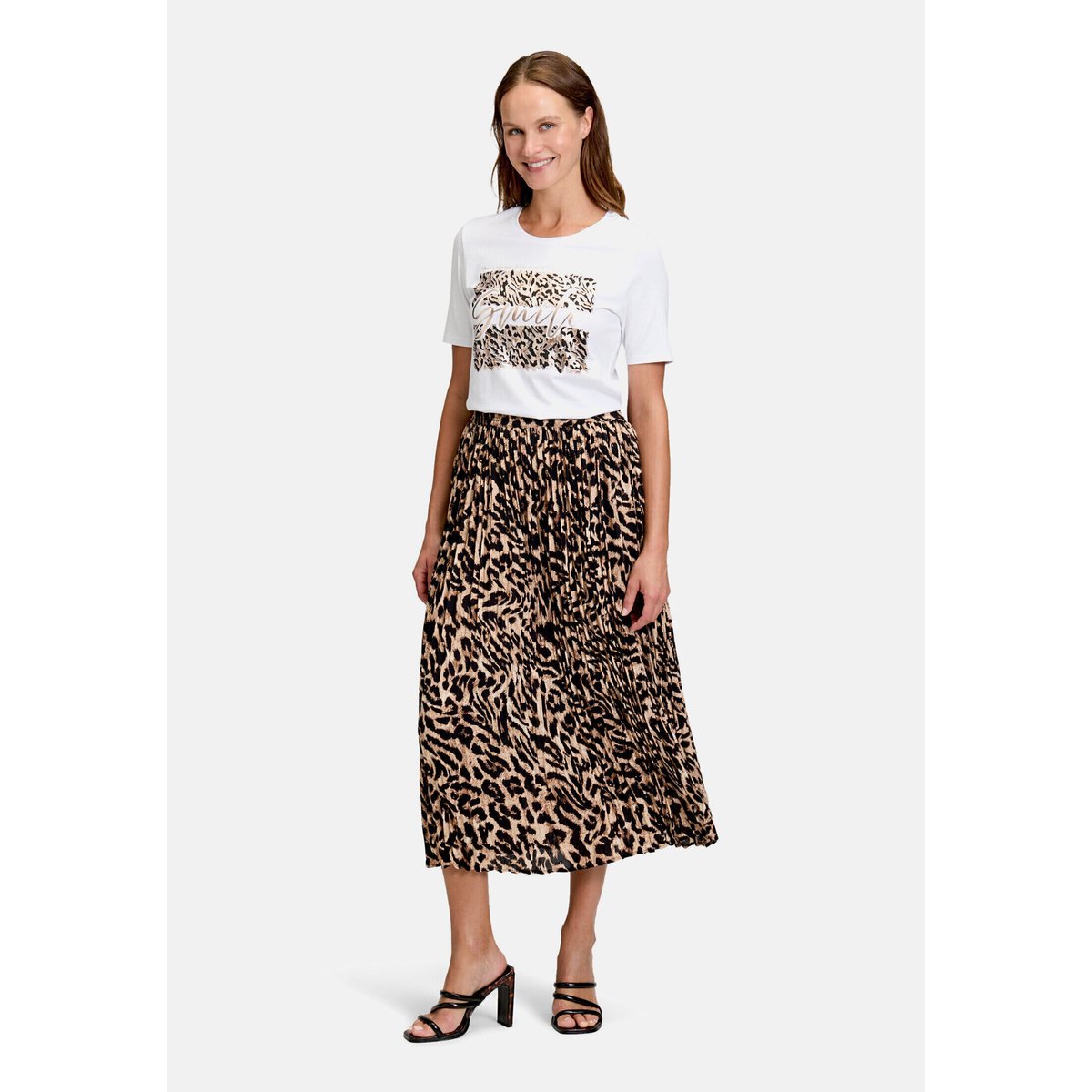 Jupe plissée à élastique noir/beige, BETTY BARCLAY