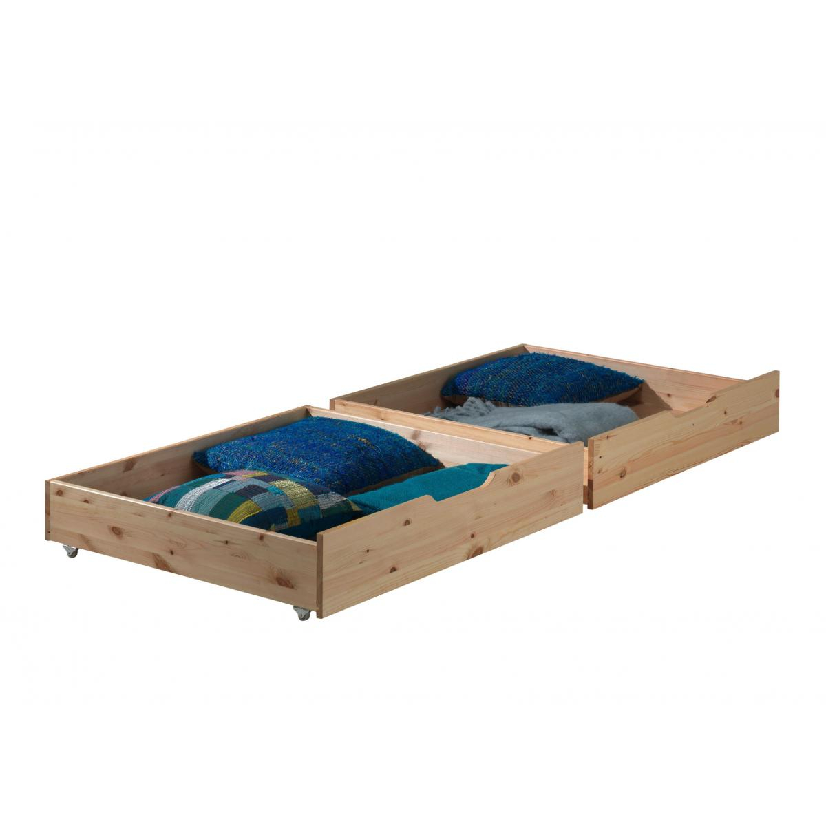 PINO Lits superposés + Lot de 2 tiroirs couleur unique, VIPACK