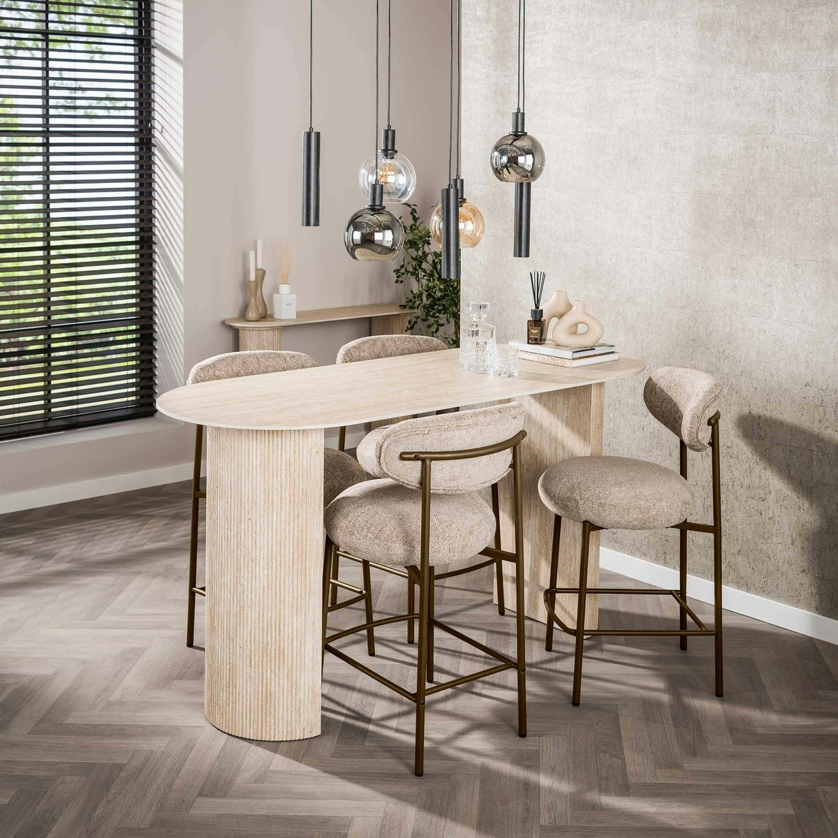 Lot de 2 tabourets de bar CREEK sable texturé, PIER IMPORT