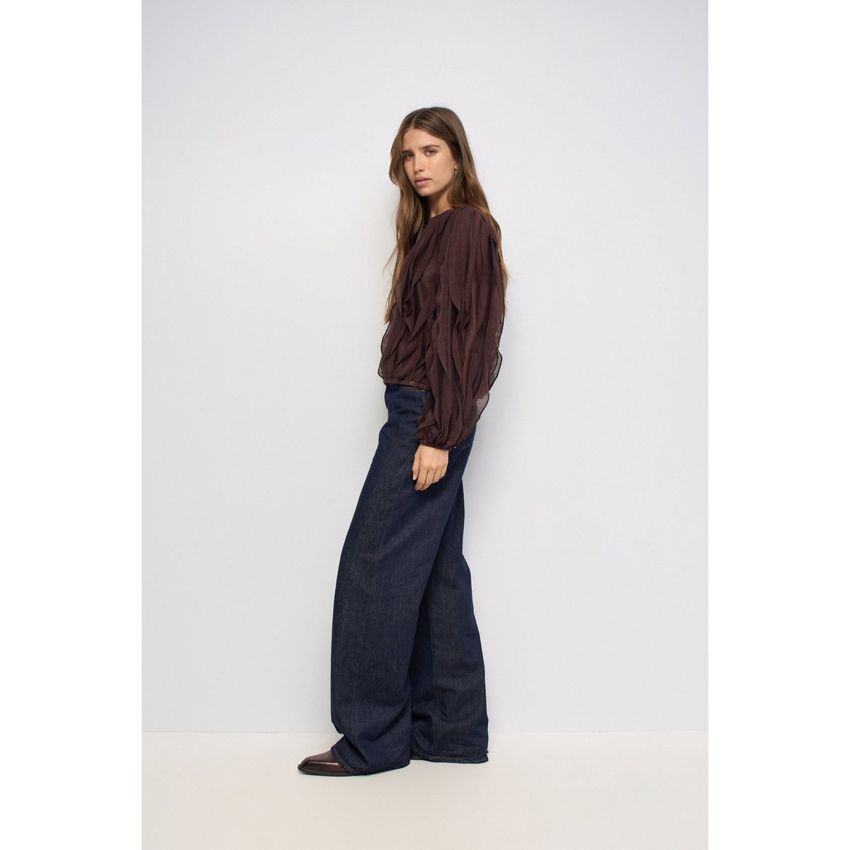 BLOUSE À VOLANTS marron, SALSA JEANS