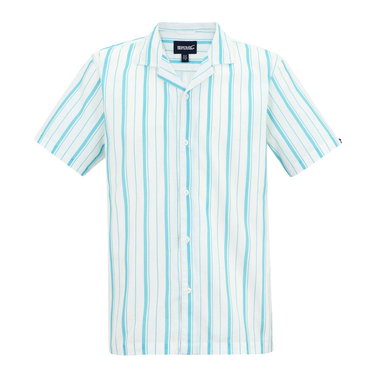Chemise unie manches courtes HADLIN blanc / bleu clair, REGATTA