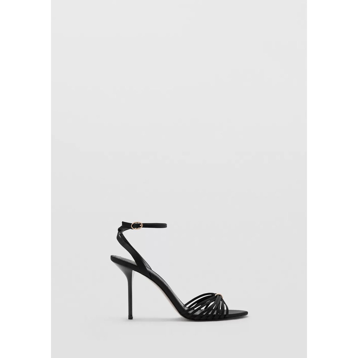 Sandales talon à brides noir, MANGO