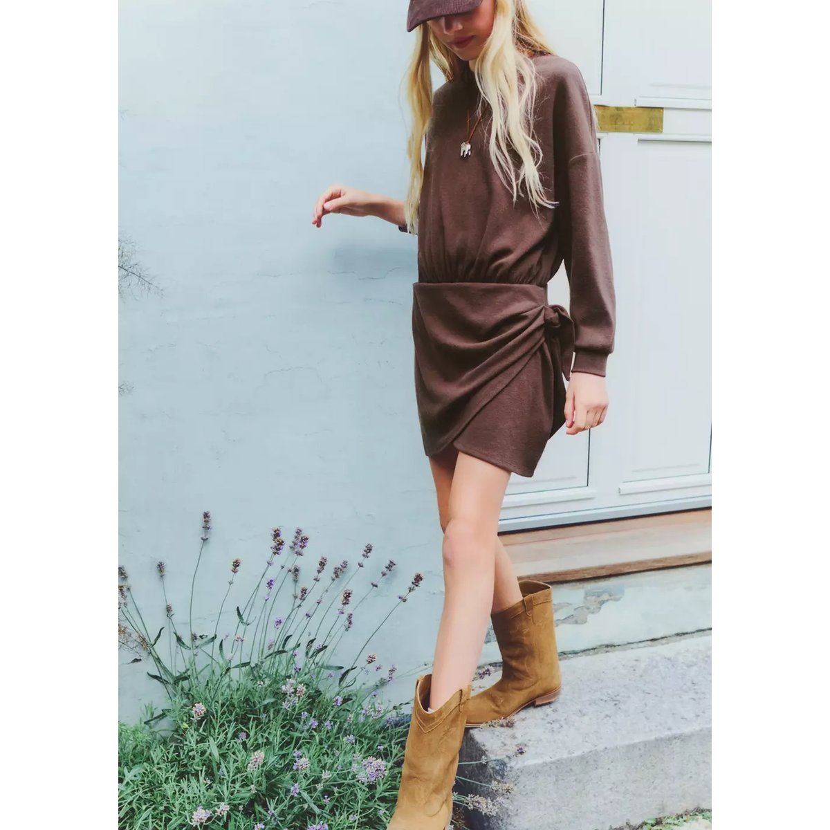 Bottes cowboy cuir broderie marron moyen, MANGO KIDS